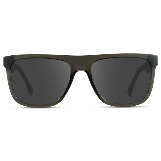 Crystal Carbon Grey / Grey || Square Flat-Top Prescription Sunglasses