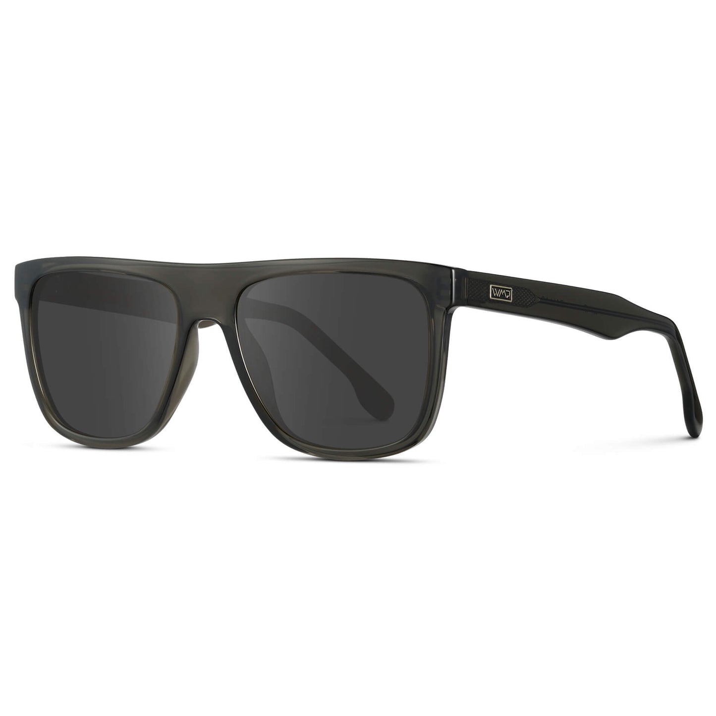 Crystal Carbon Grey / Grey || Square Flat-Top Prescription Sunglasses