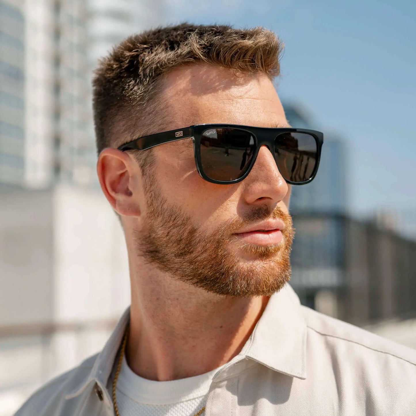 Black / Amber || Square Flat-Top Prescription Sunglasses