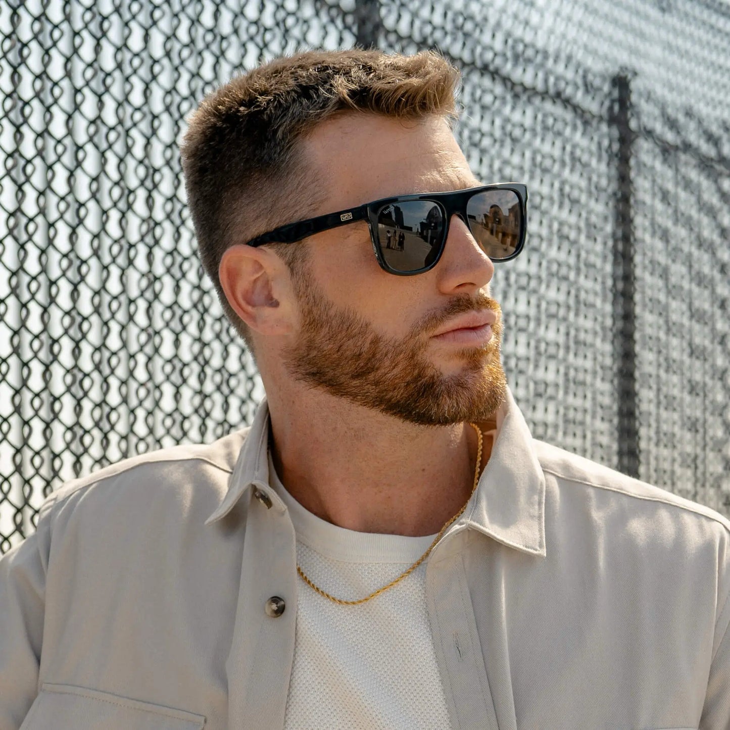 Black / Brown Lens || Men's Oversized Square Flat-Top Browline Sunglasses with Black Acetate Frame and Brown Polarized Lens