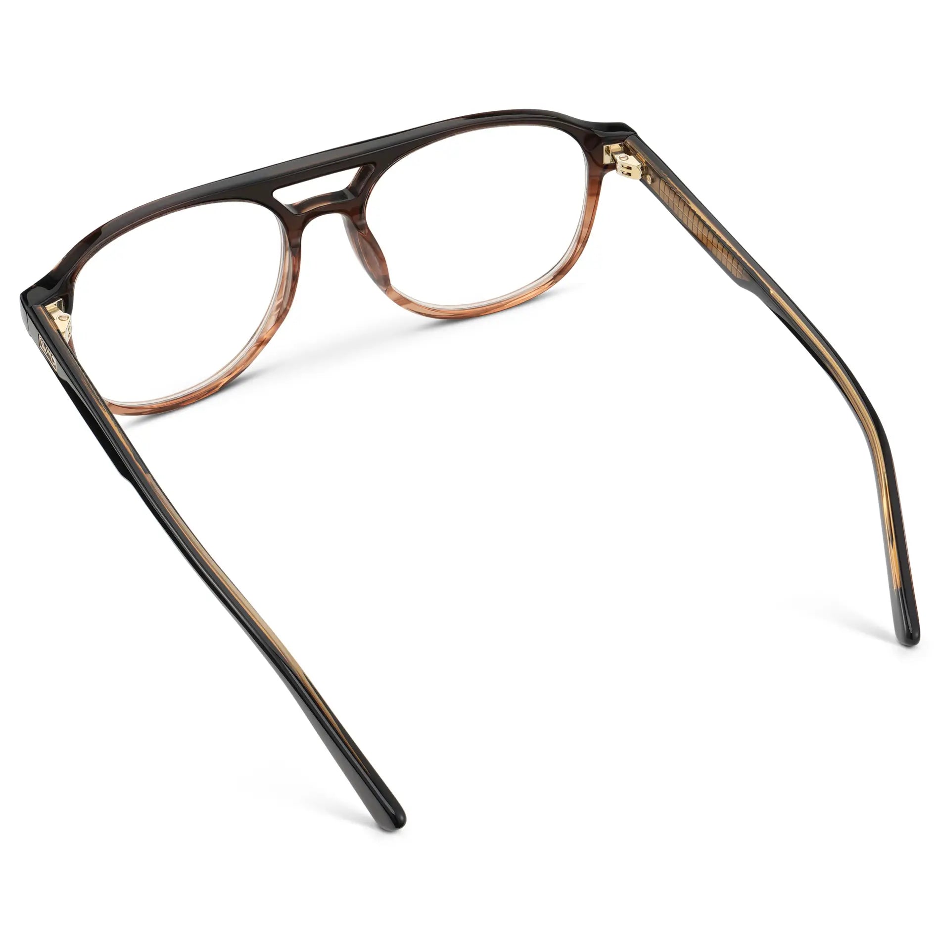Ridge Brown || Men's Aviator Blue Light Blocking Glasses with Ridge Brown Acetate Frame and Clear Lens
