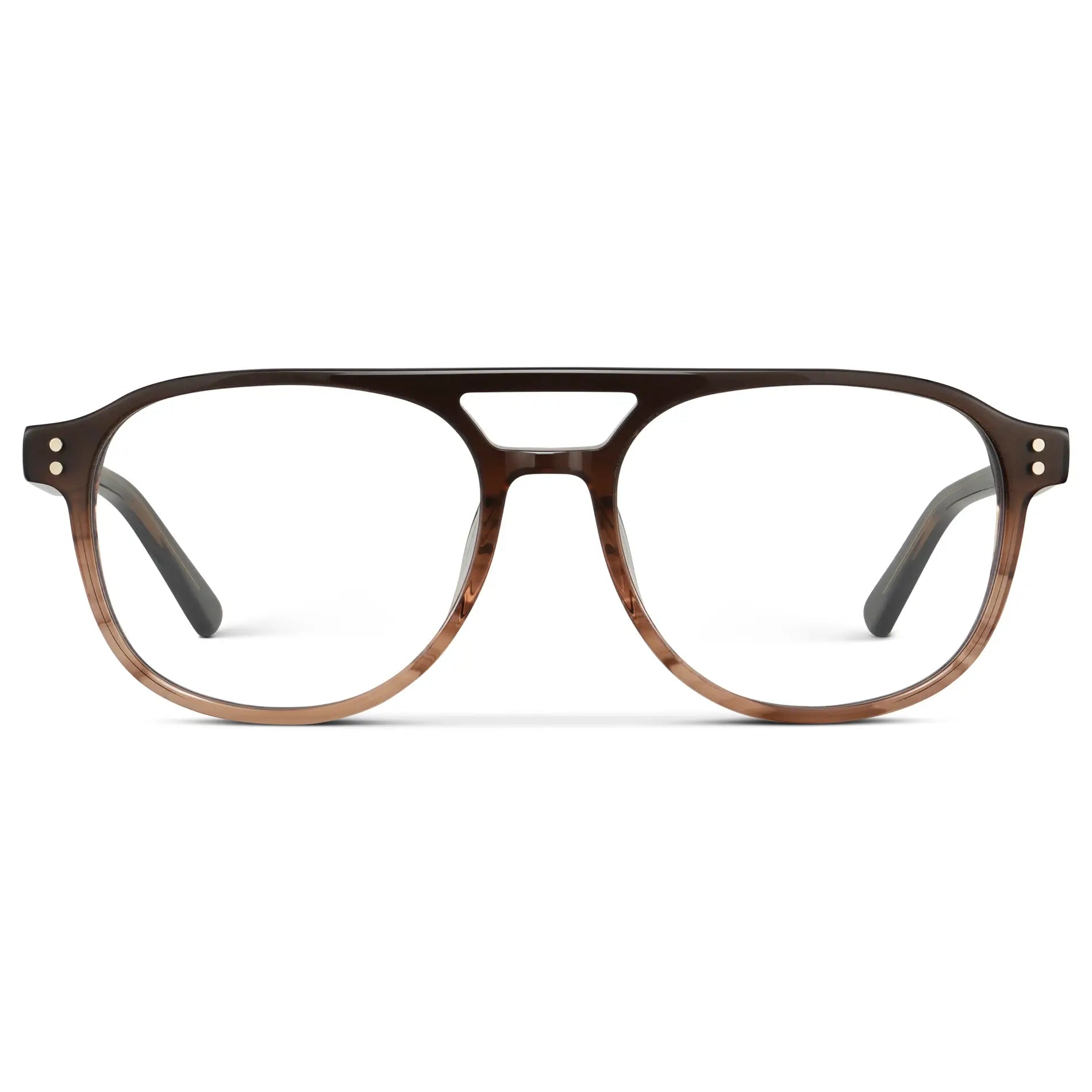 Ridge Brown || Men's Aviator Blue Light Blocking Glasses with Ridge Brown Acetate Frame and Clear Lens