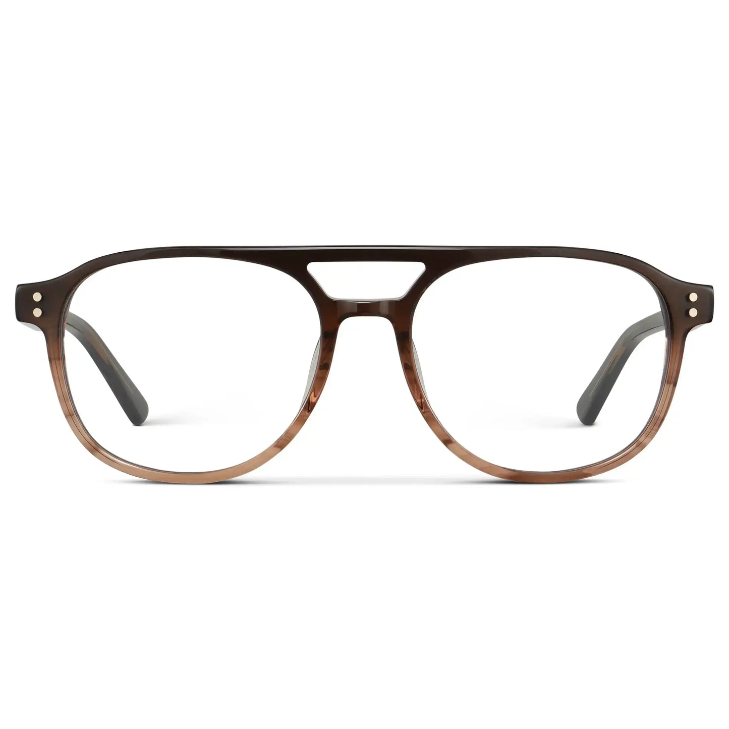 Ridge Brown || Men's Aviator Prescription Glasses with Ridge Brown Acetate Frame and Clear Lens