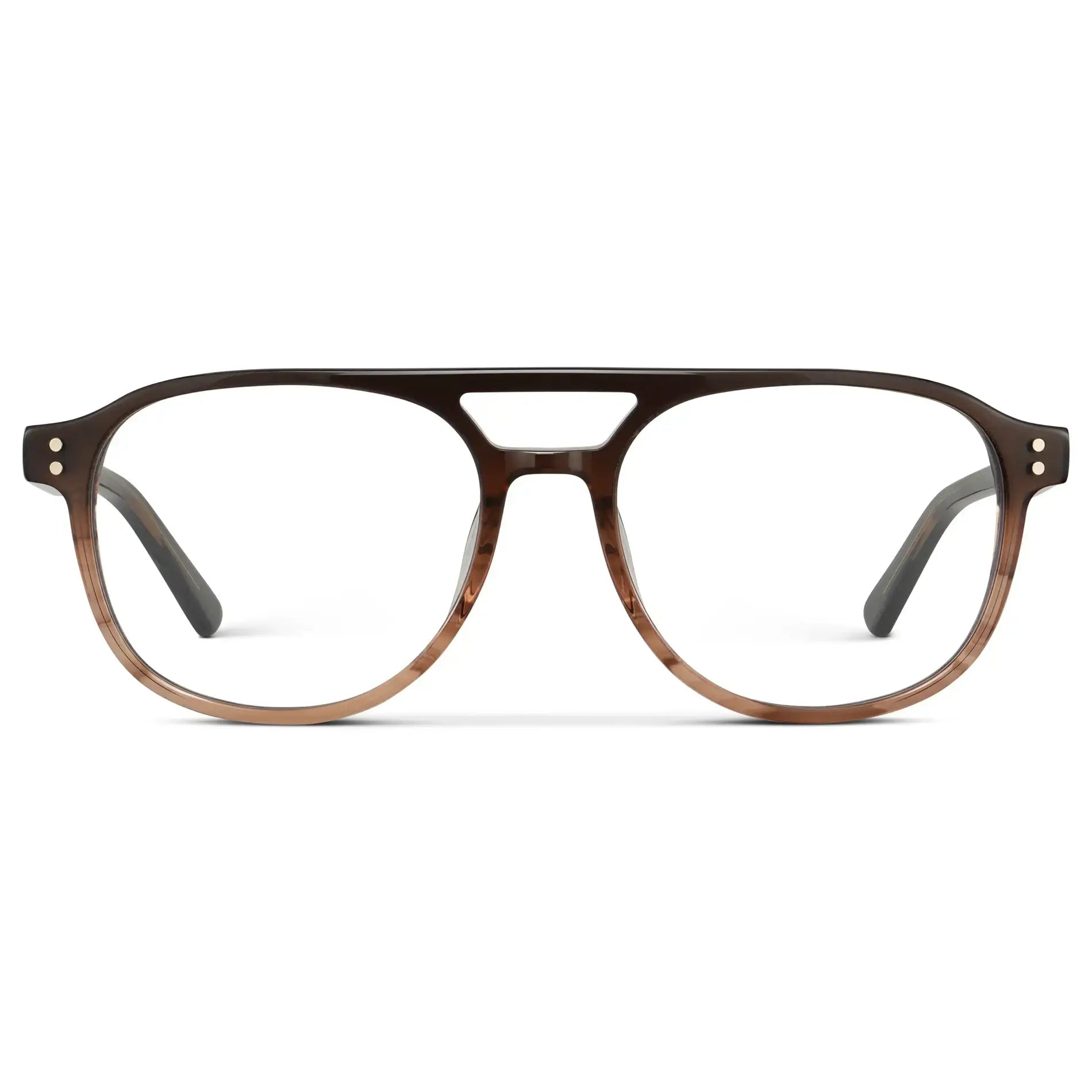 Ridge Brown || Men's Aviator Prescription Glasses with Ridge Brown Acetate Frame and Clear Lens