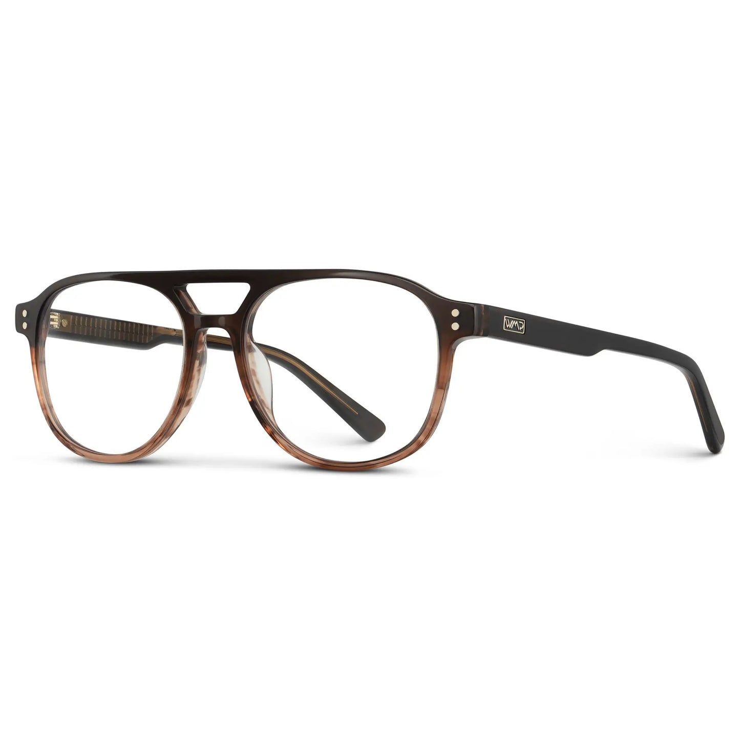 Ridge Brown || Men's Aviator Blue Light Blocking Glasses with Ridge Brown Acetate Frame and Clear Lens