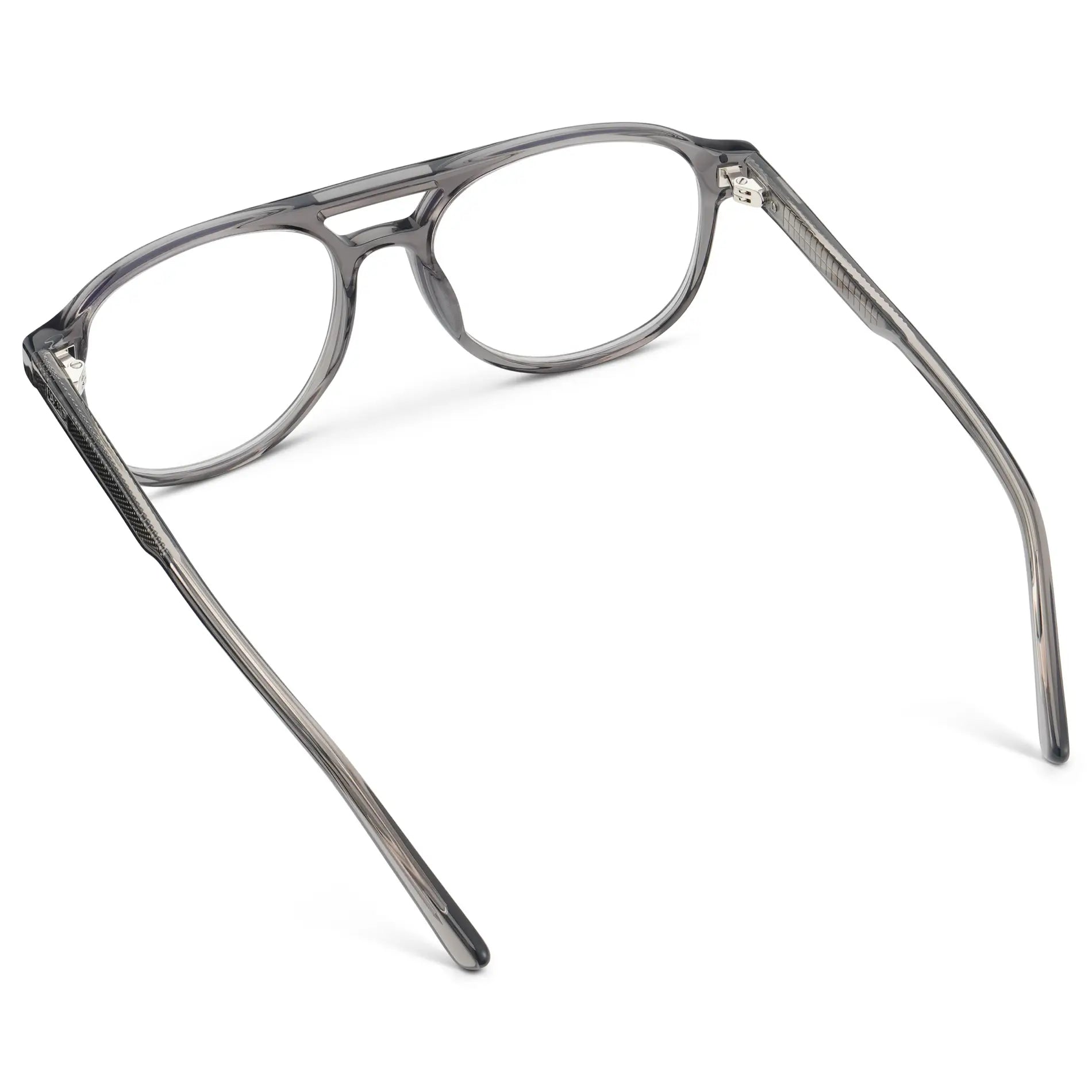 Steel Grey || Men's Aviator Blue Light Blocking Glasses with Steel Grey Acetate Frame and Clear Lens