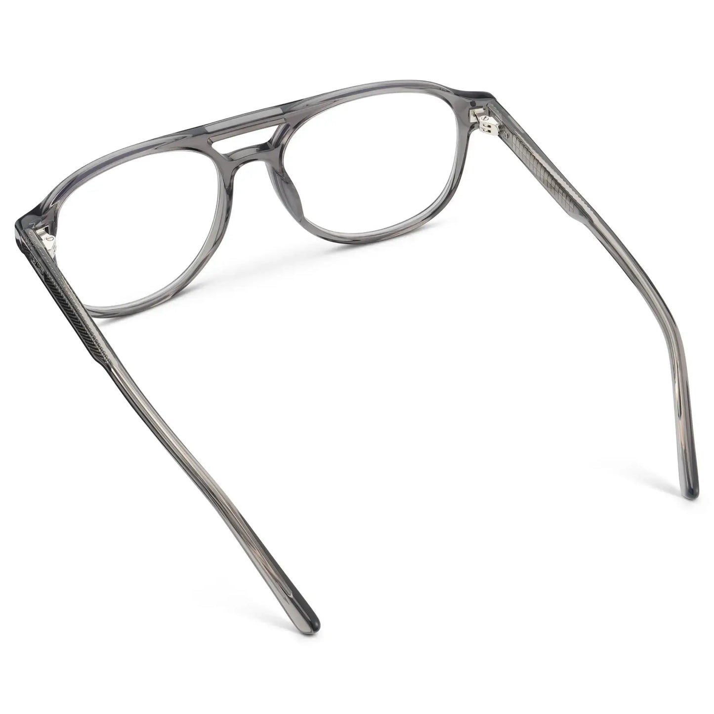 Steel Grey || Men's Aviator Prescription Glasses with Steel Grey Acetate Frame and Clear Lens