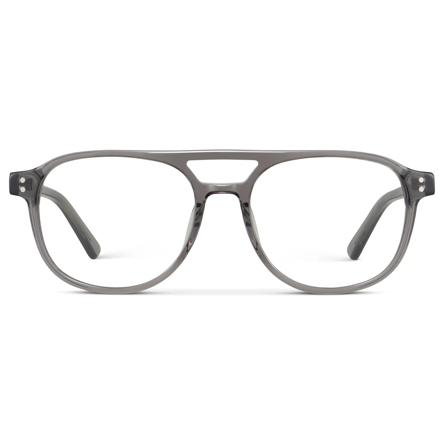 Steel Grey || Men's Aviator Blue Light Blocking Glasses with Steel Grey Acetate Frame and Clear Lens