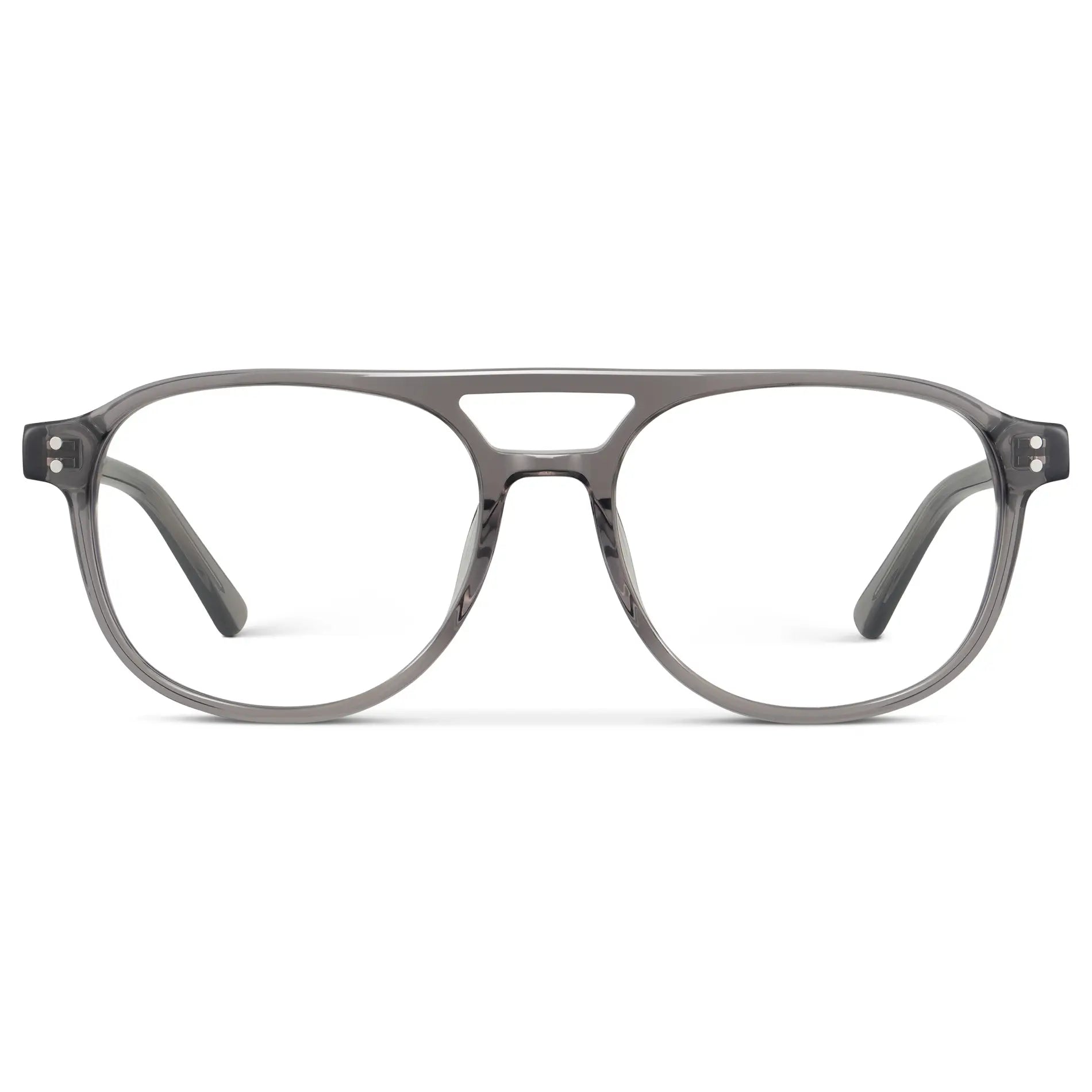 Steel Grey || Men's Aviator Blue Light Blocking Glasses with Steel Grey Acetate Frame and Clear Lens