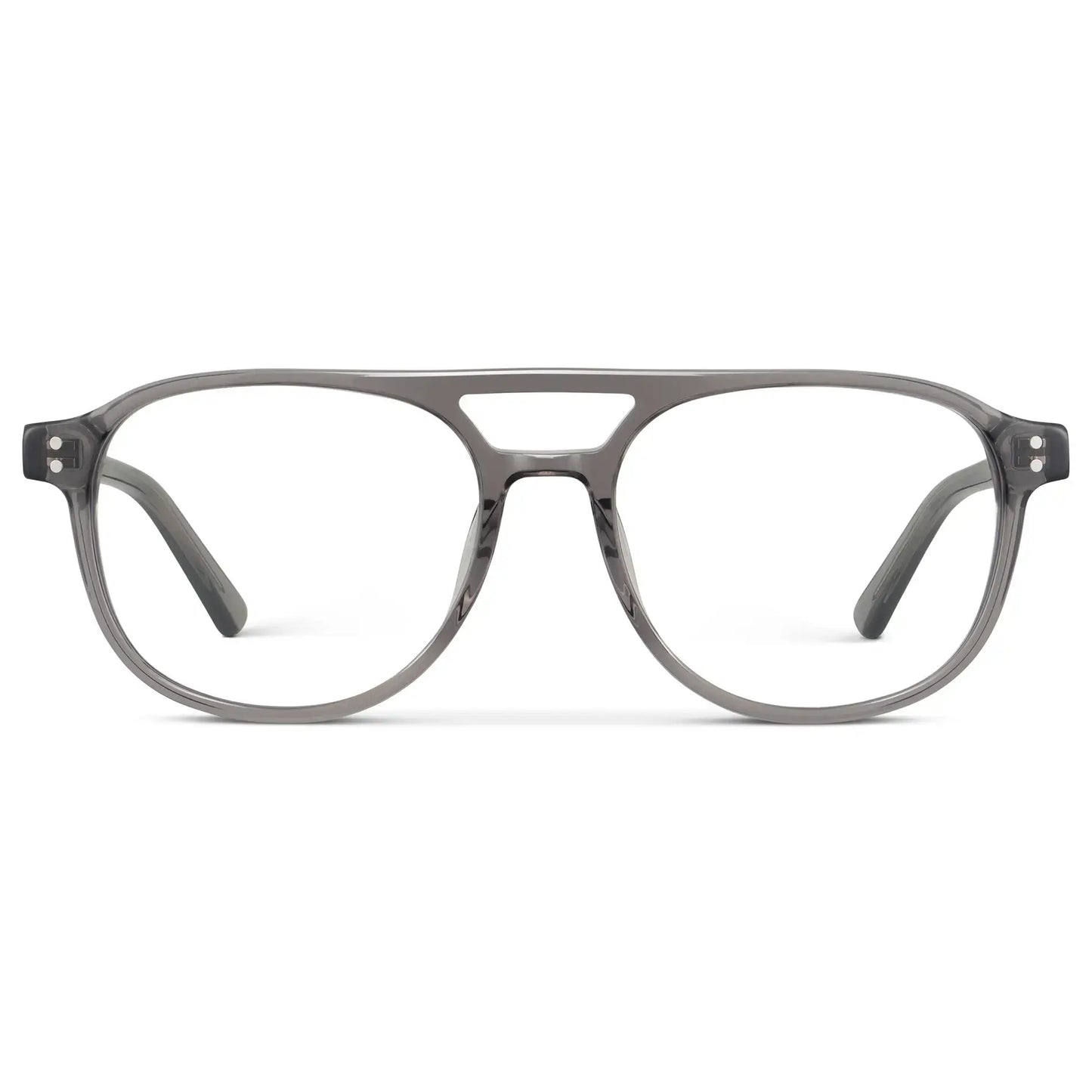 Steel Grey || Men's Aviator Prescription Glasses with Steel Grey Acetate Frame and Clear Lens