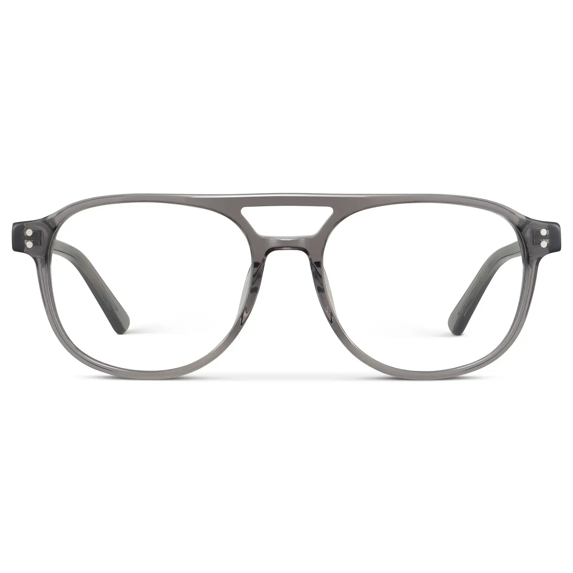 Steel Grey || Men's Aviator Prescription Glasses with Steel Grey Acetate Frame and Clear Lens