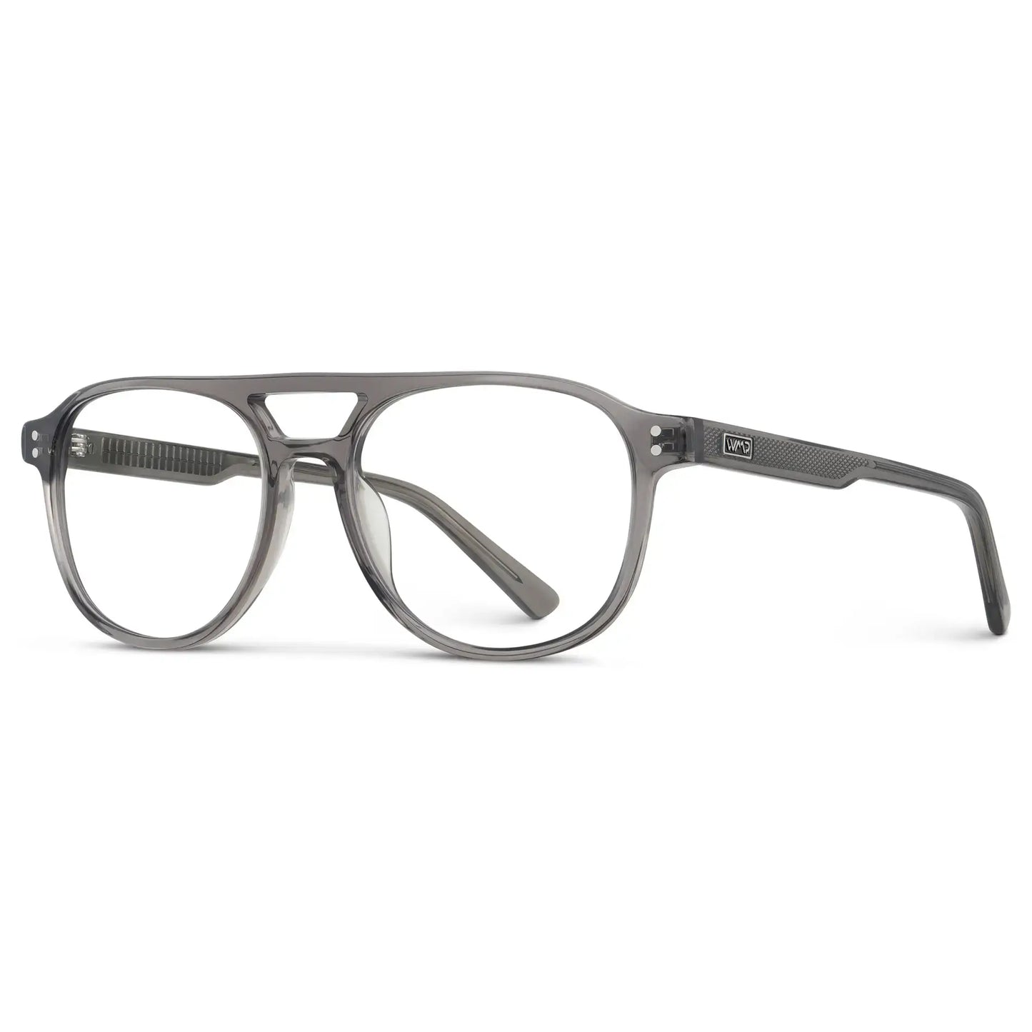 Steel Grey || Men's Aviator Prescription Glasses with Steel Grey Acetate Frame and Clear Lens
