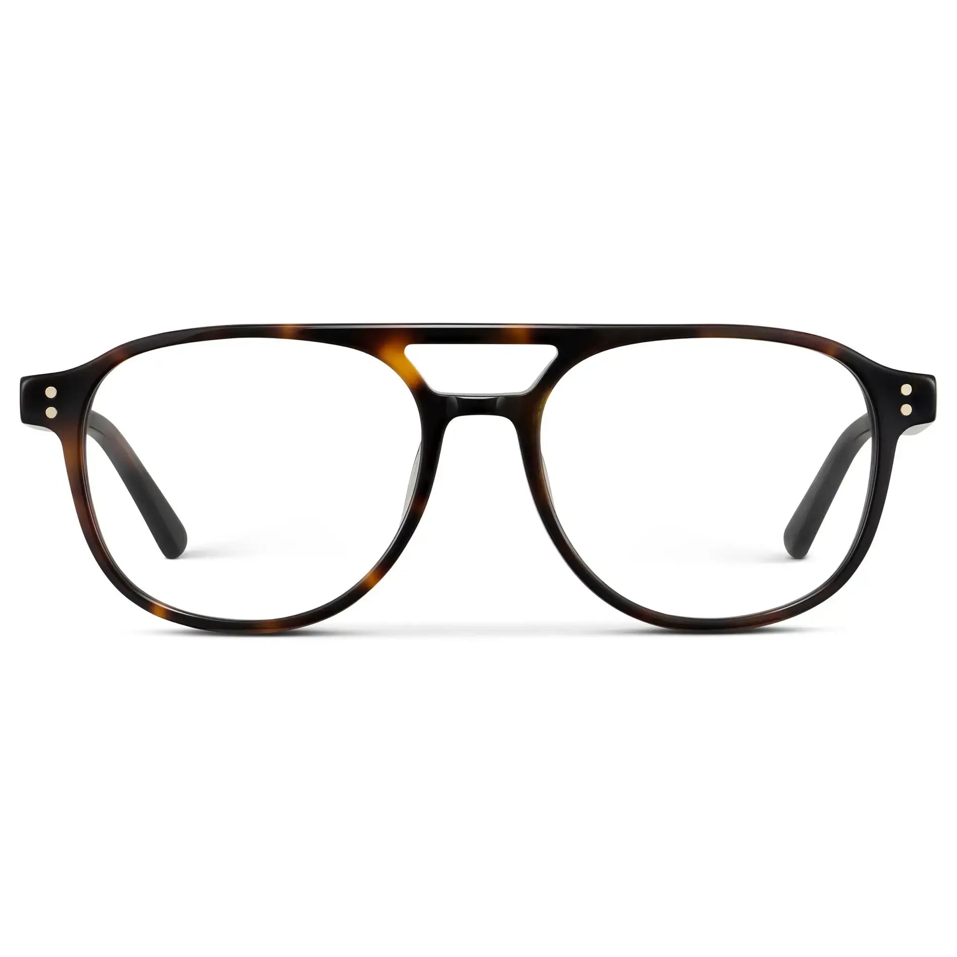 Brown Tortoise || Men's Aviator Prescription Glasses with Brown Tortoise Acetate Frame and Clear Lens