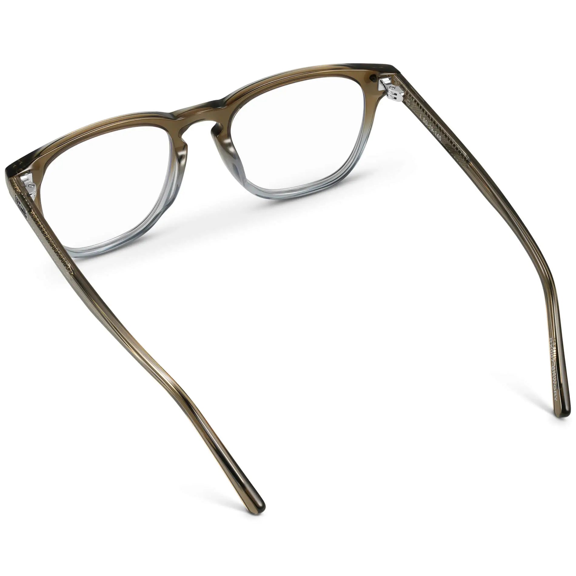 Arctic Forest Green || Back view of Men's Square Prescription Glasses with Arctic Forest Green Frame and Clear Lenses on a white background