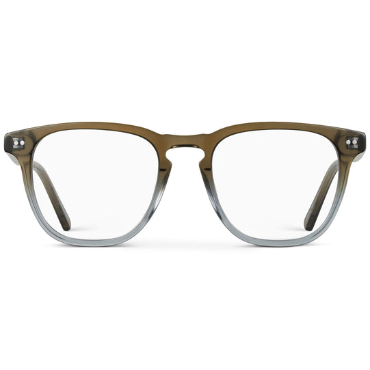 Arctic Forest Green || Men's square arctic forest green acetate frame with clear blue light blocking lens