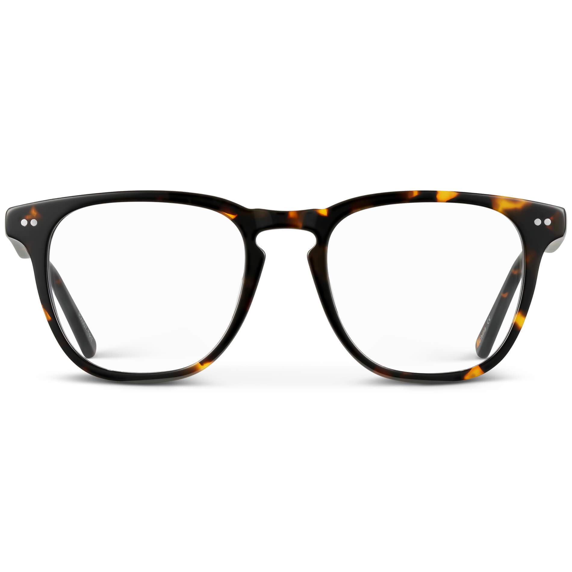 Brown Tortoise || Men's square brown tortoise acetate frame with clear blue light blocking lens