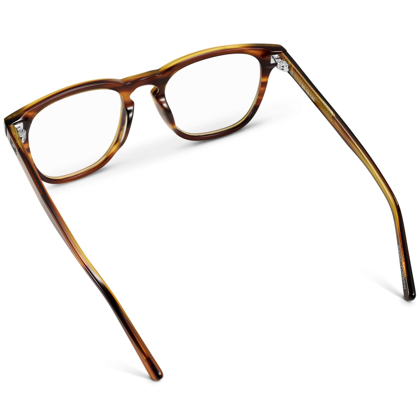 Golden Brown Grain || Men's square golden brown grain acetate frame with clear blue light blocking lens