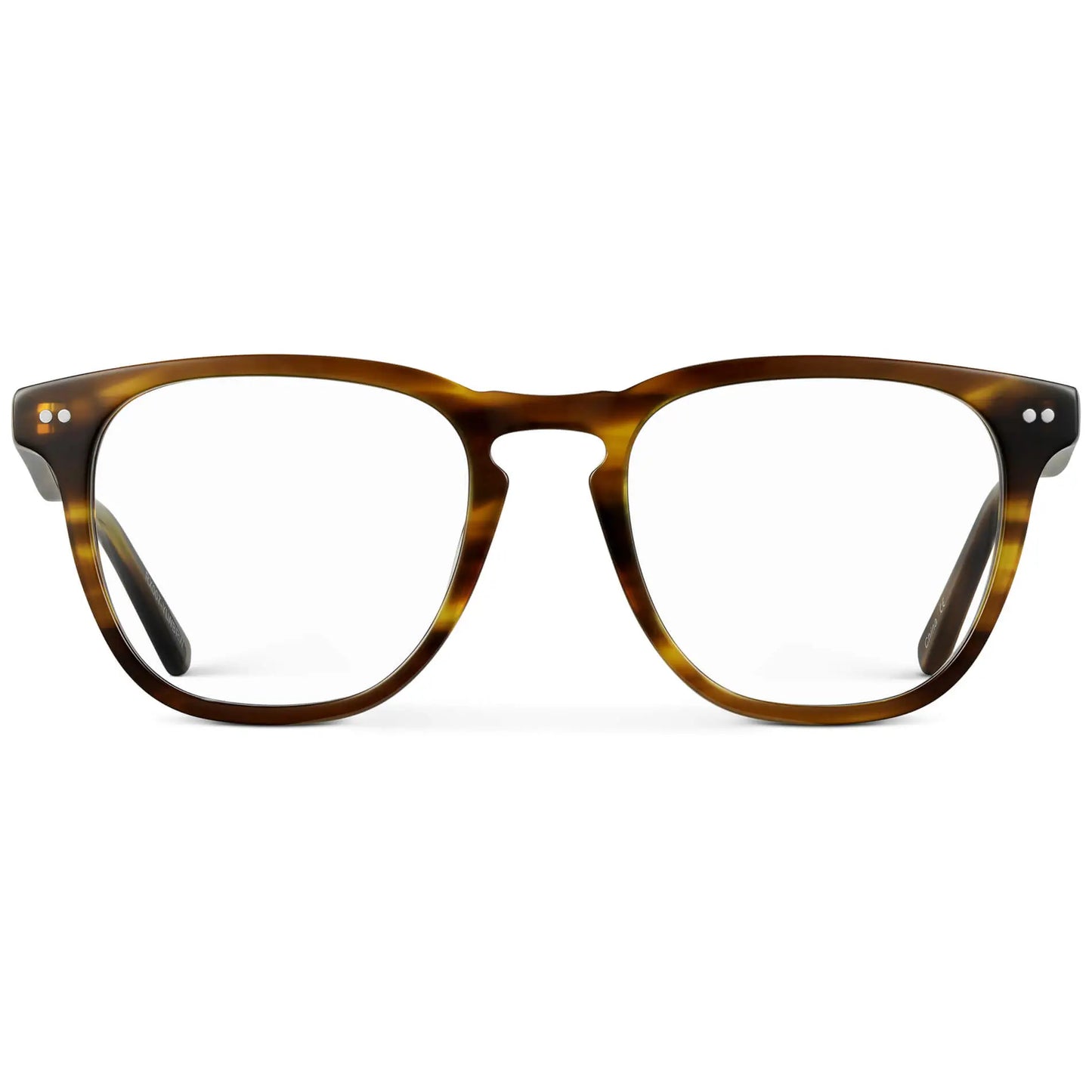 Golden Brown Grain || Men's square golden brown grain acetate frame with clear blue light blocking lens on a white background 