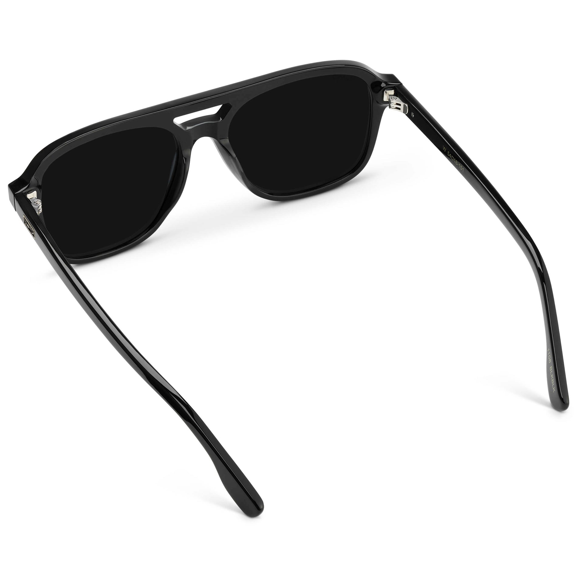 Black / Triple Black Lens || Men's Double Bridge Aviator Sunglasses with Black Acetate Frame and Triple Black Polarized Lens