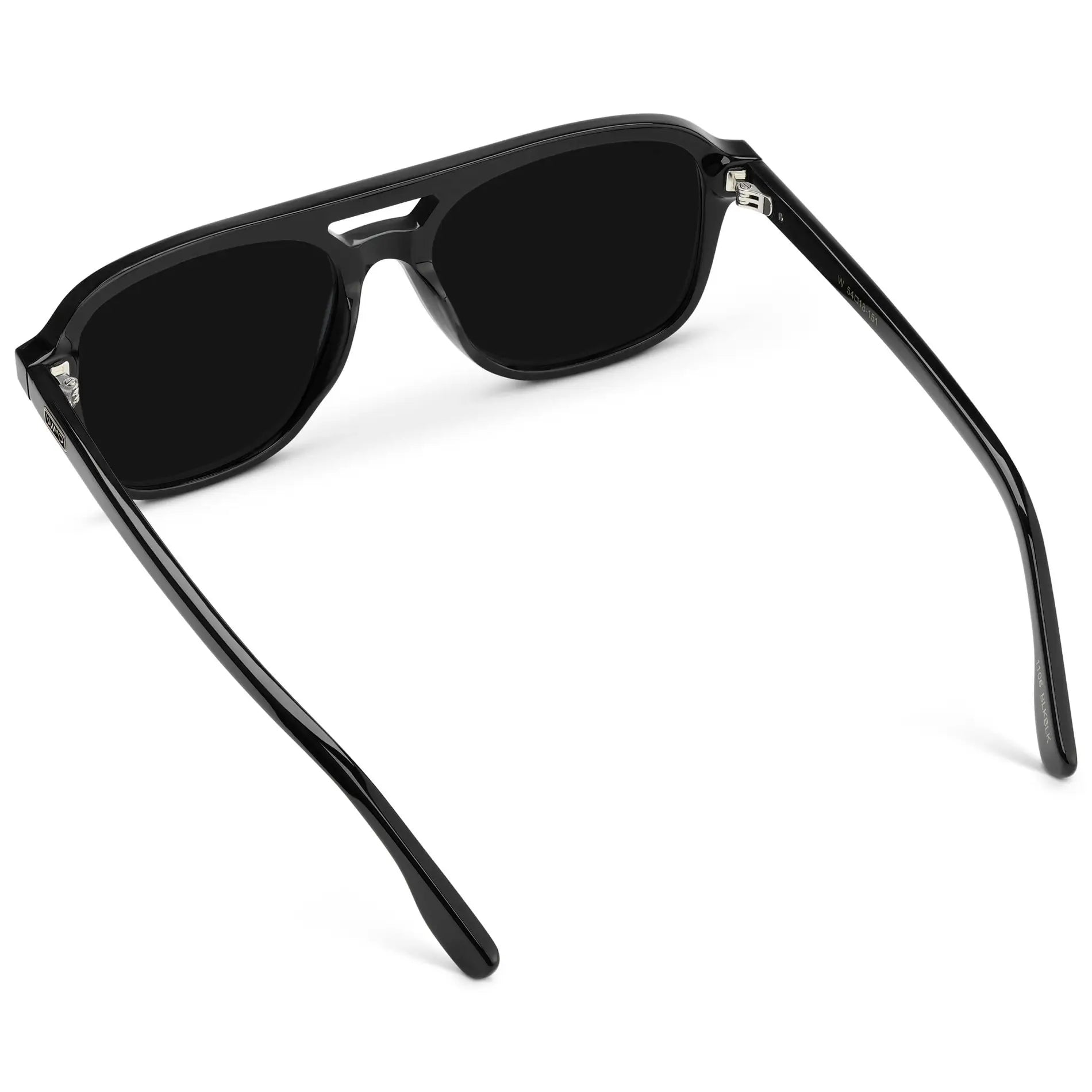 Black / Triple Black Lens || Men's Double Bridge Aviator Sunglasses with Black Acetate Frame and Triple Black Polarized Lens