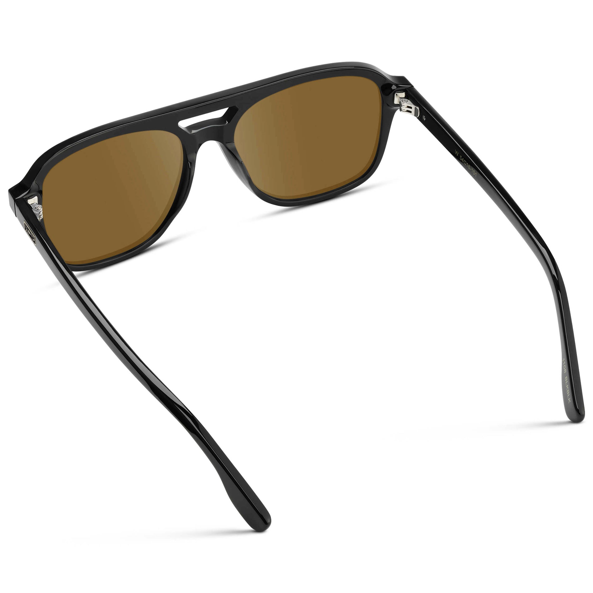 Black / Amber || Men's Double Bridge Aviator Prescription Sunglasses with Black Acetate Frame and Amber Prescription Lens