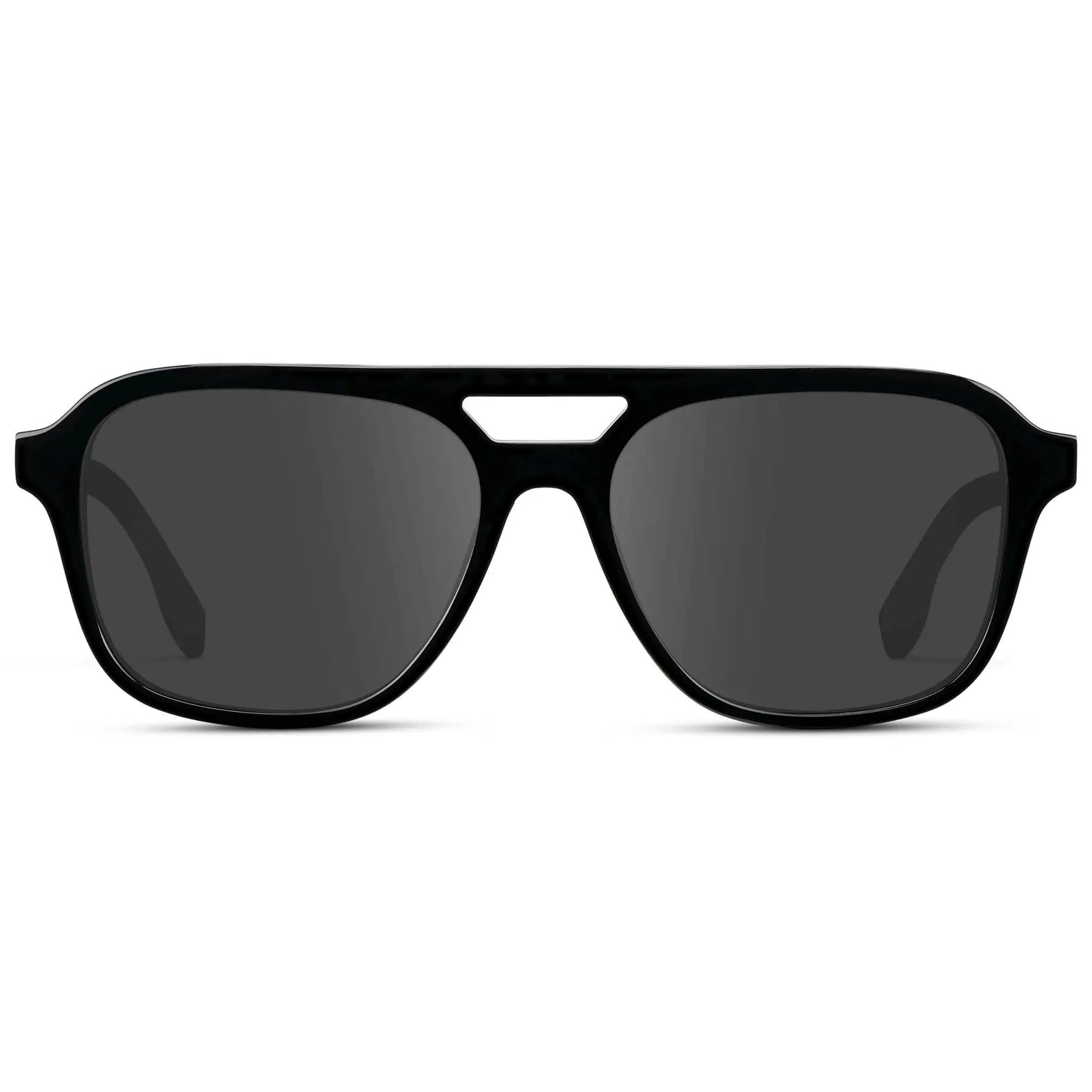 Black / Grey || Men's Double Bridge Aviator Prescription Sunglasses with Black Acetate Frame and Grey Prescription Lens