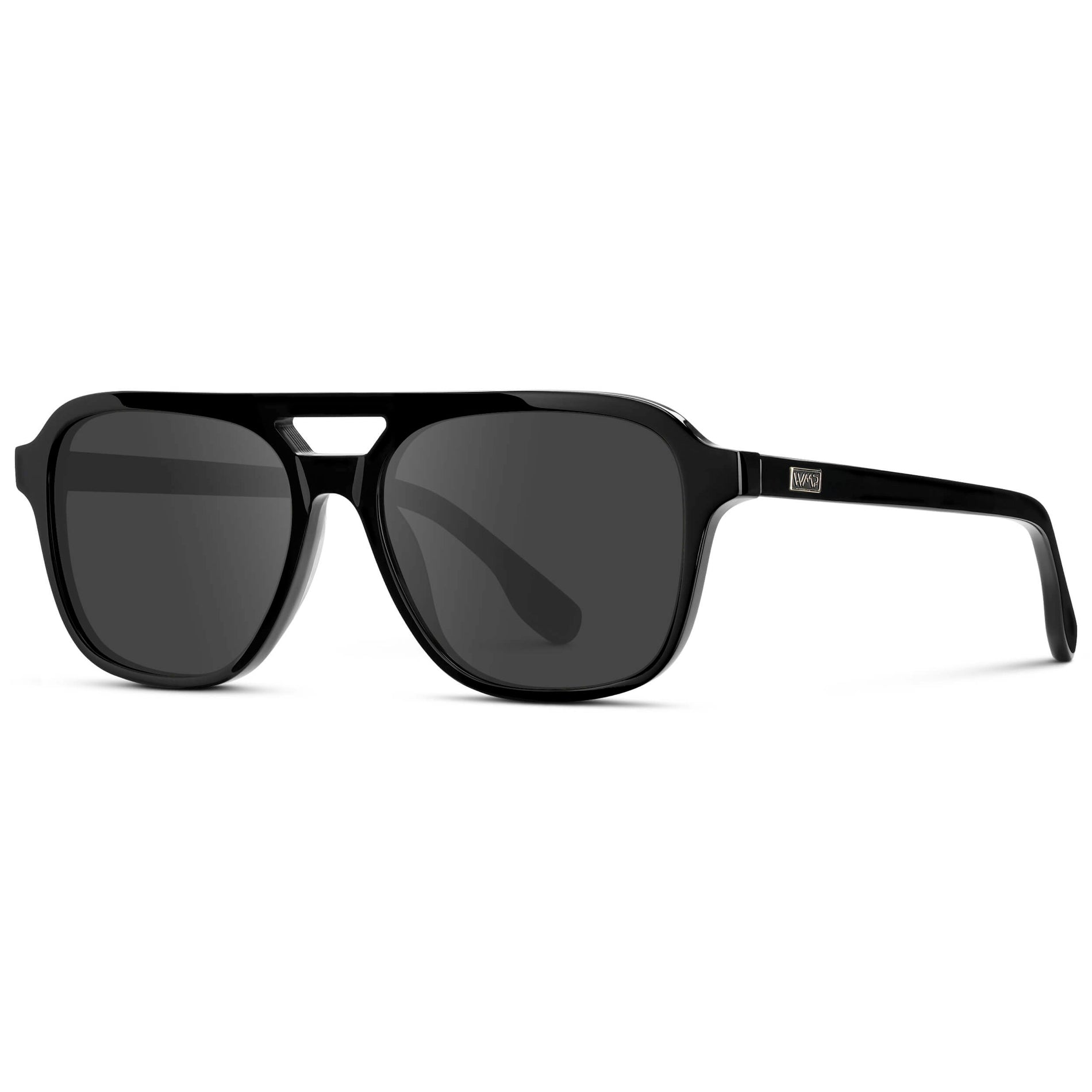 Black / Grey || Men's Double Bridge Aviator Prescription Sunglasses with Black Acetate Frame and Grey Prescription Lens