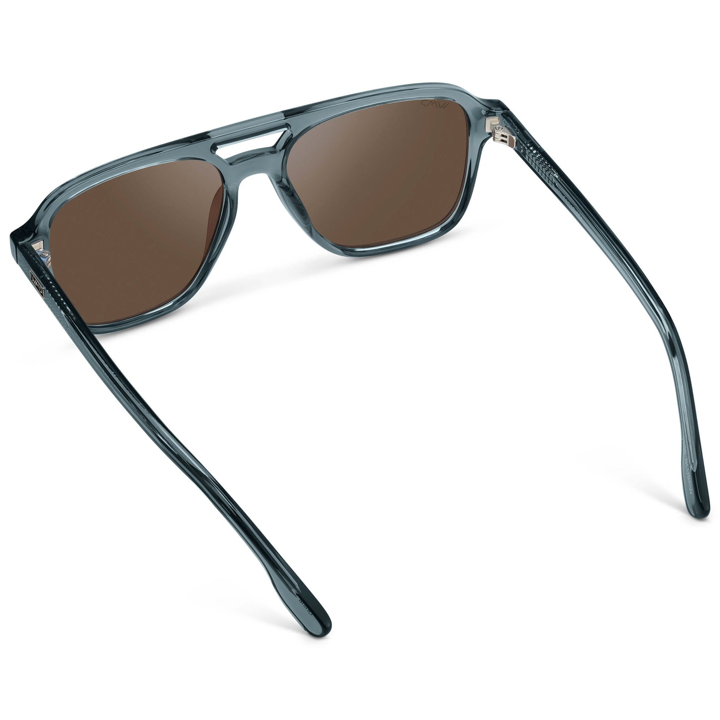 Crystal Stone Blue / Brown Lens || Men's Double Bridge Aviator Sunglasses with Crystal Stone Blue Acetate Frame and Brown Polarized Lens