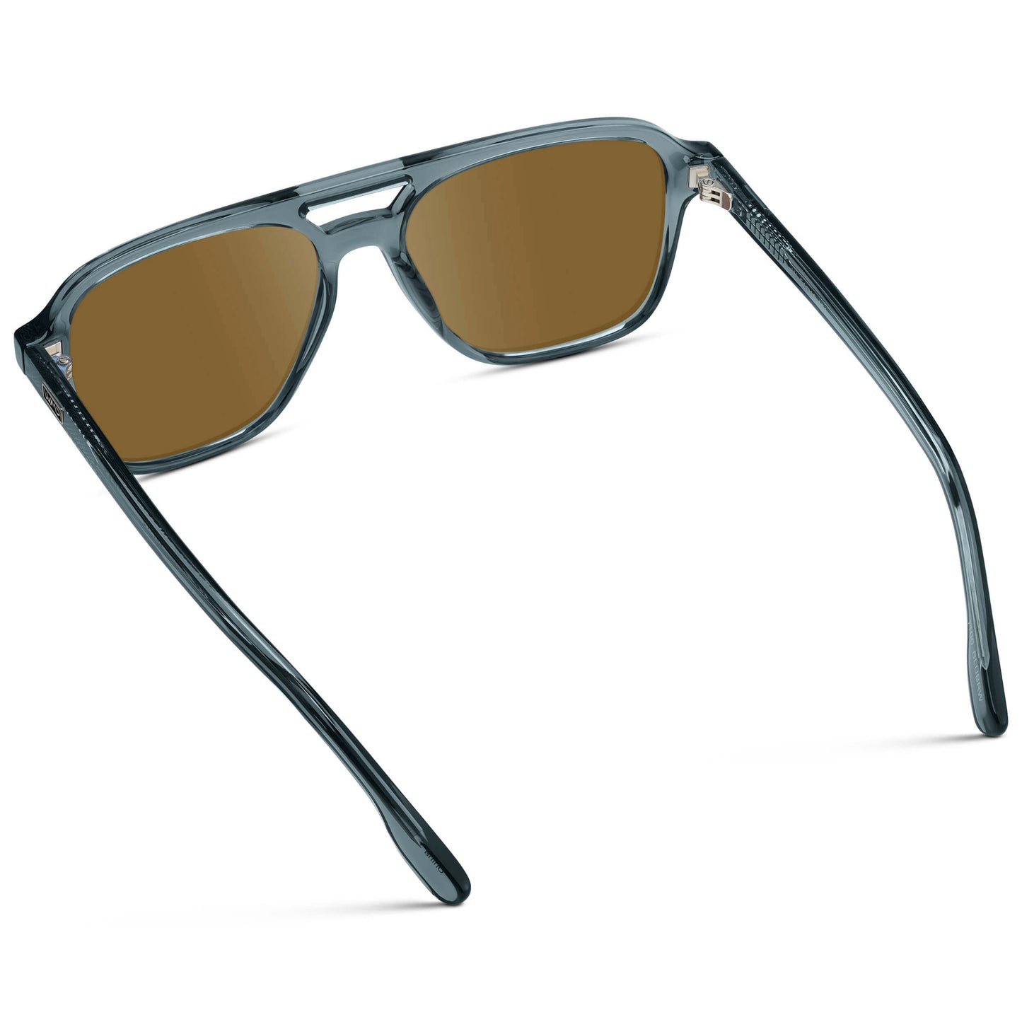 Crystal Stone Blue / Amber || Men's Double Bridge Aviator Prescription Sunglasses with Crystal Blue Acetate Frame and Amber Prescription Lens