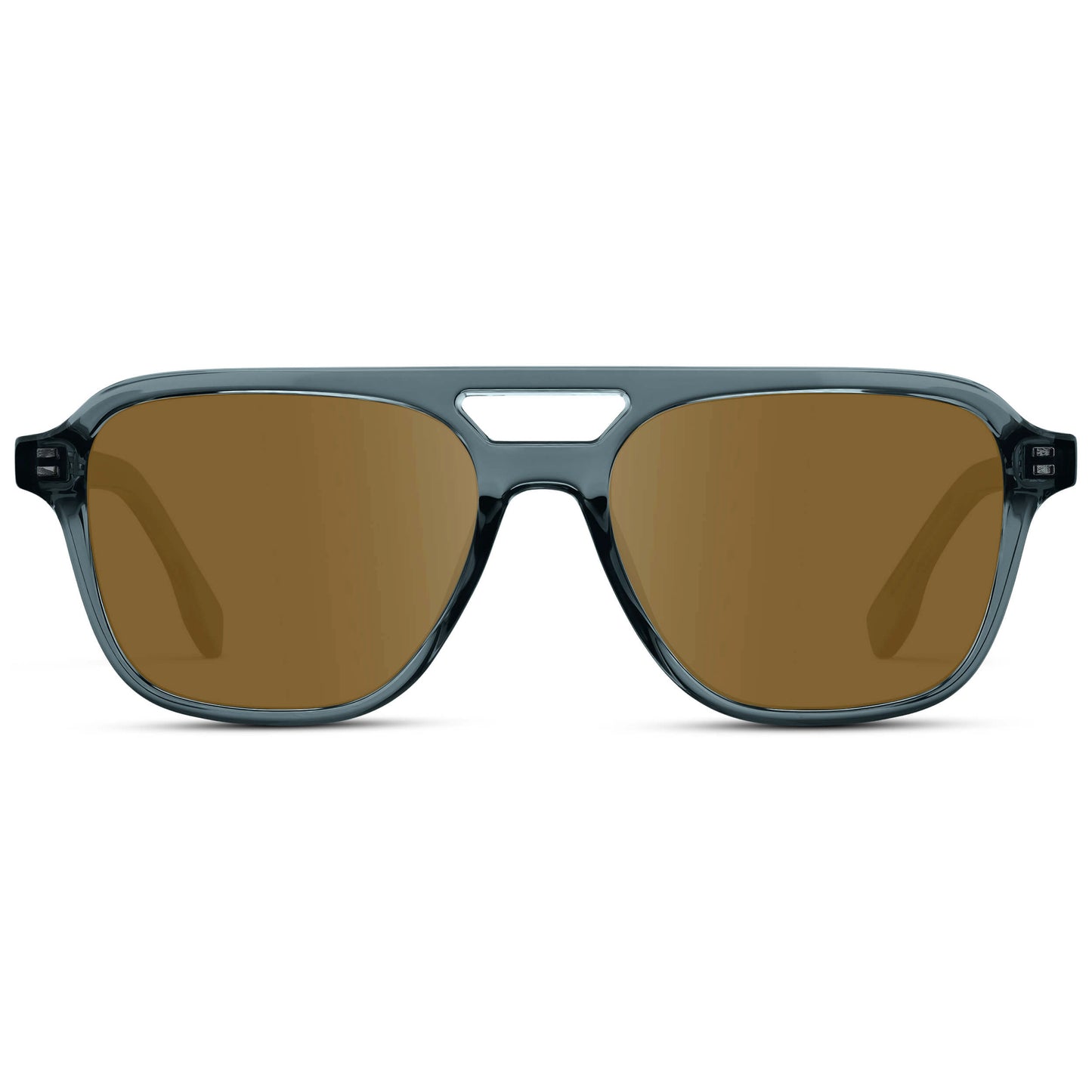 Crystal Stone Blue / Amber || Men's Double Bridge Aviator Prescription Sunglasses with Crystal Blue Acetate Frame and Amber Prescription Lens
