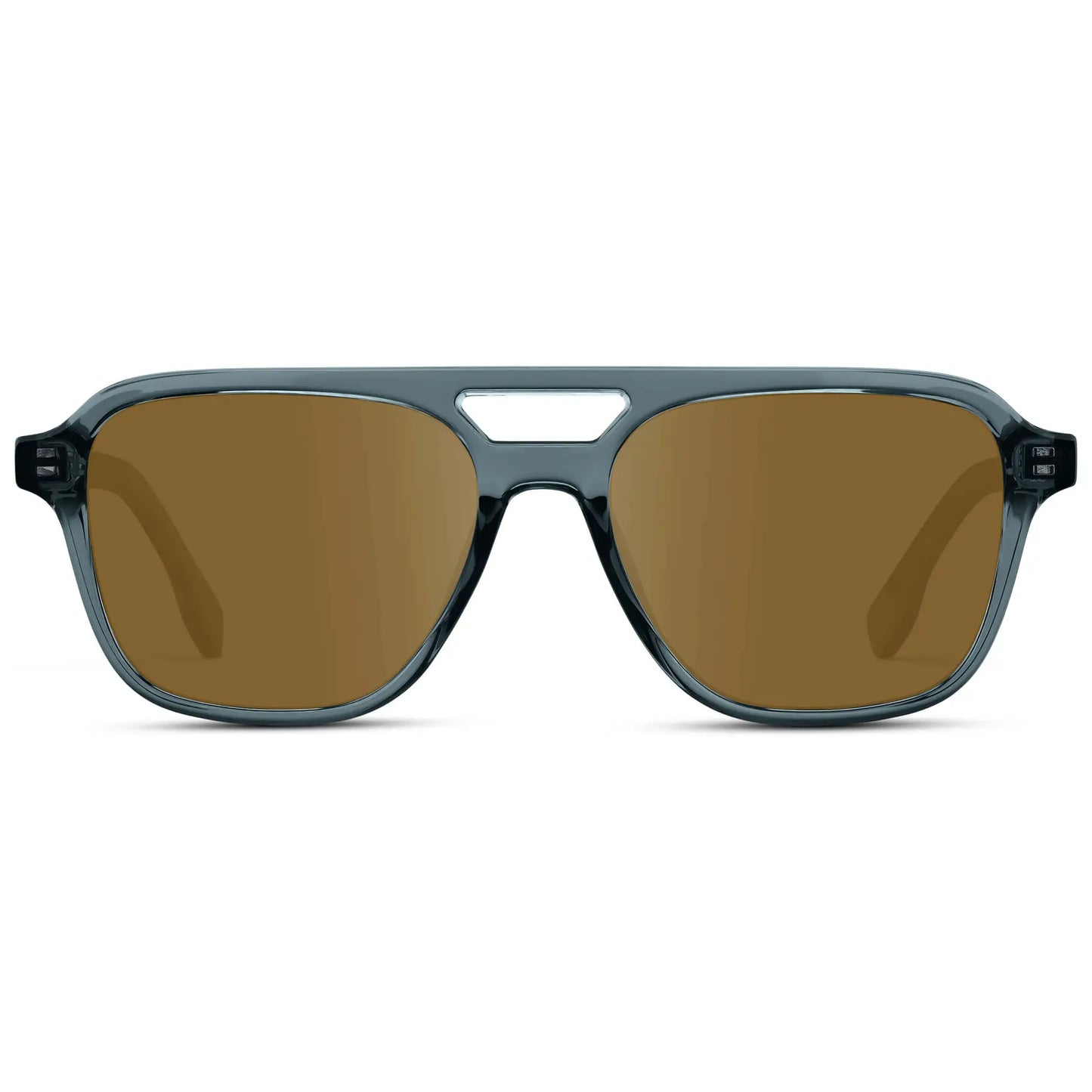 Crystal Stone Blue / Amber || Men's Double Bridge Aviator Prescription Sunglasses with Crystal Blue Acetate Frame and Amber Prescription Lens