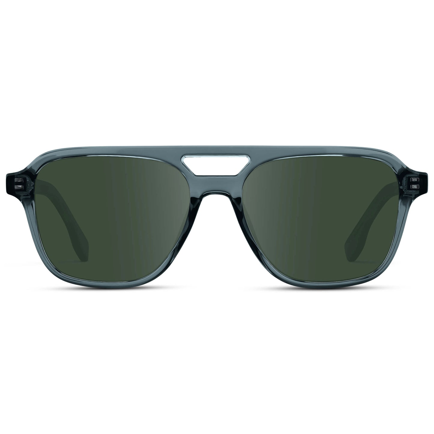 Crystal Stone Blue / G15 || Men's Double Bridge Aviator Prescription Sunglasses with Crystal Blue Acetate Frame and Green Prescription Lens