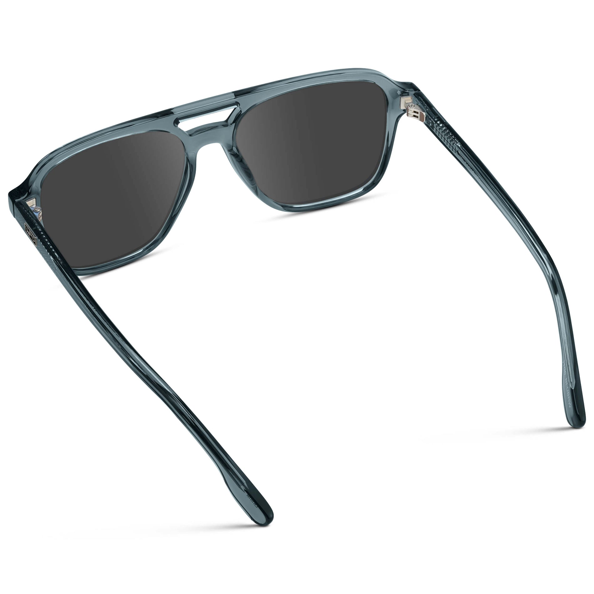 Crystal Stone Blue / Grey || Men's Double Bridge Aviator Prescription Sunglasses with Crystal Blue Acetate Frame and Grey Prescription Lens