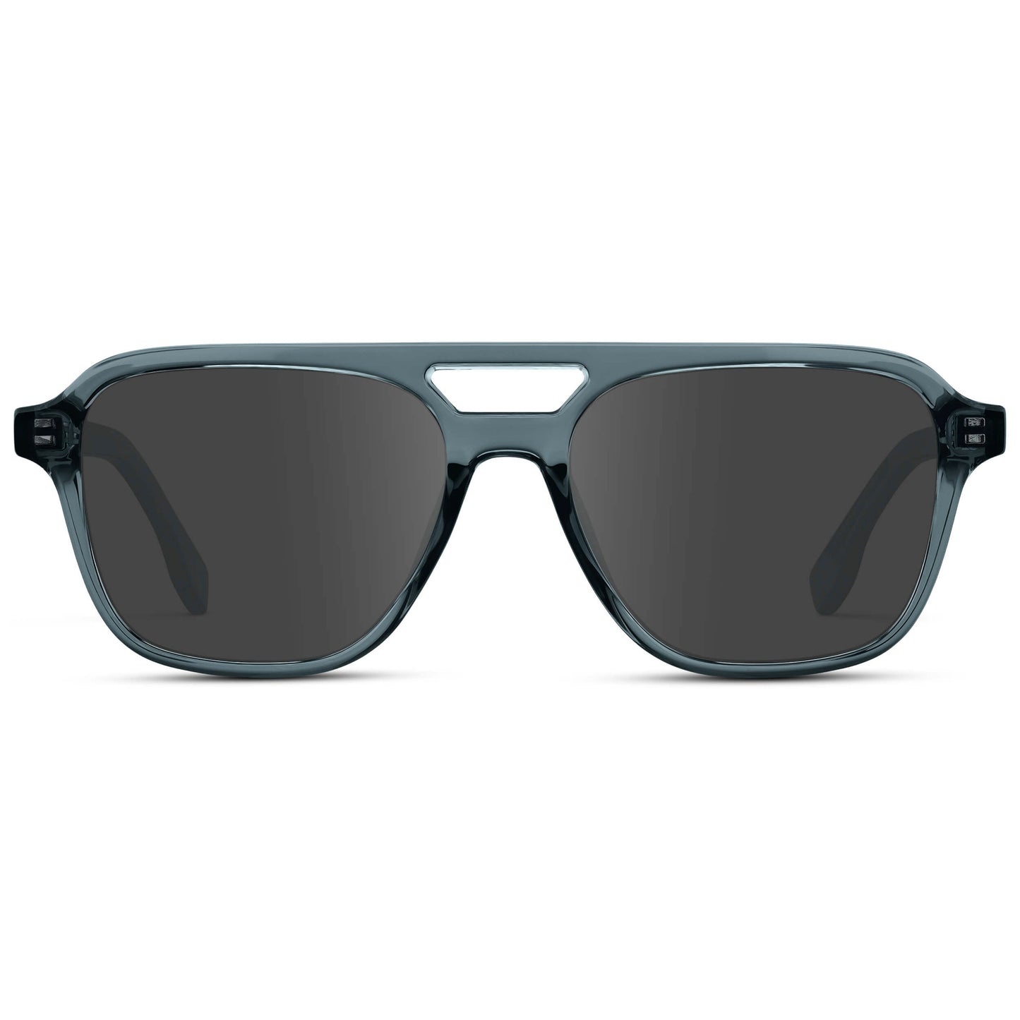 Crystal Stone Blue / Grey || Men's Double Bridge Aviator Prescription Sunglasses with Crystal Blue Acetate Frame and Grey Prescription Lens