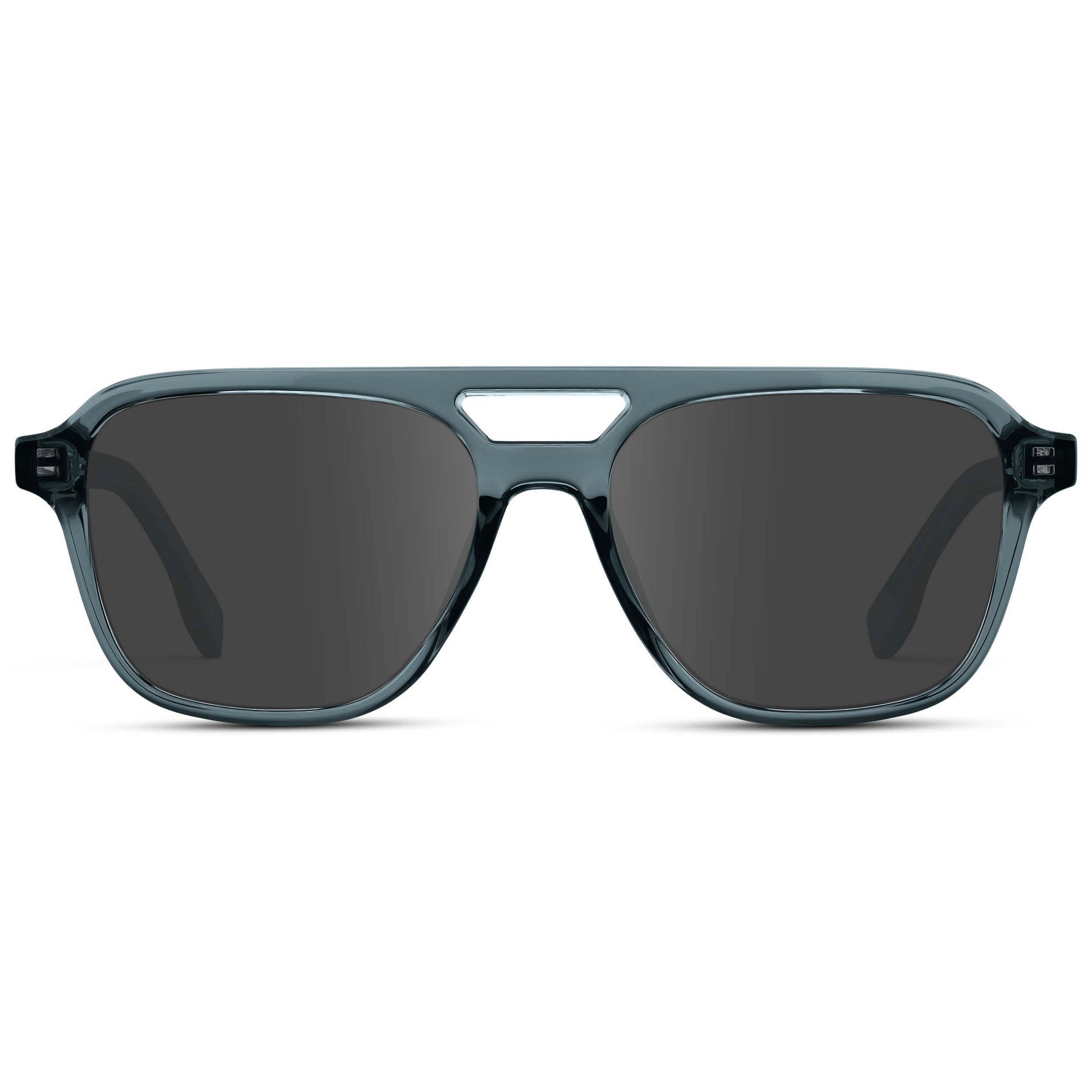 Crystal Stone Blue / Grey || Men's Double Bridge Aviator Prescription Sunglasses with Crystal Blue Acetate Frame and Grey Prescription Lens