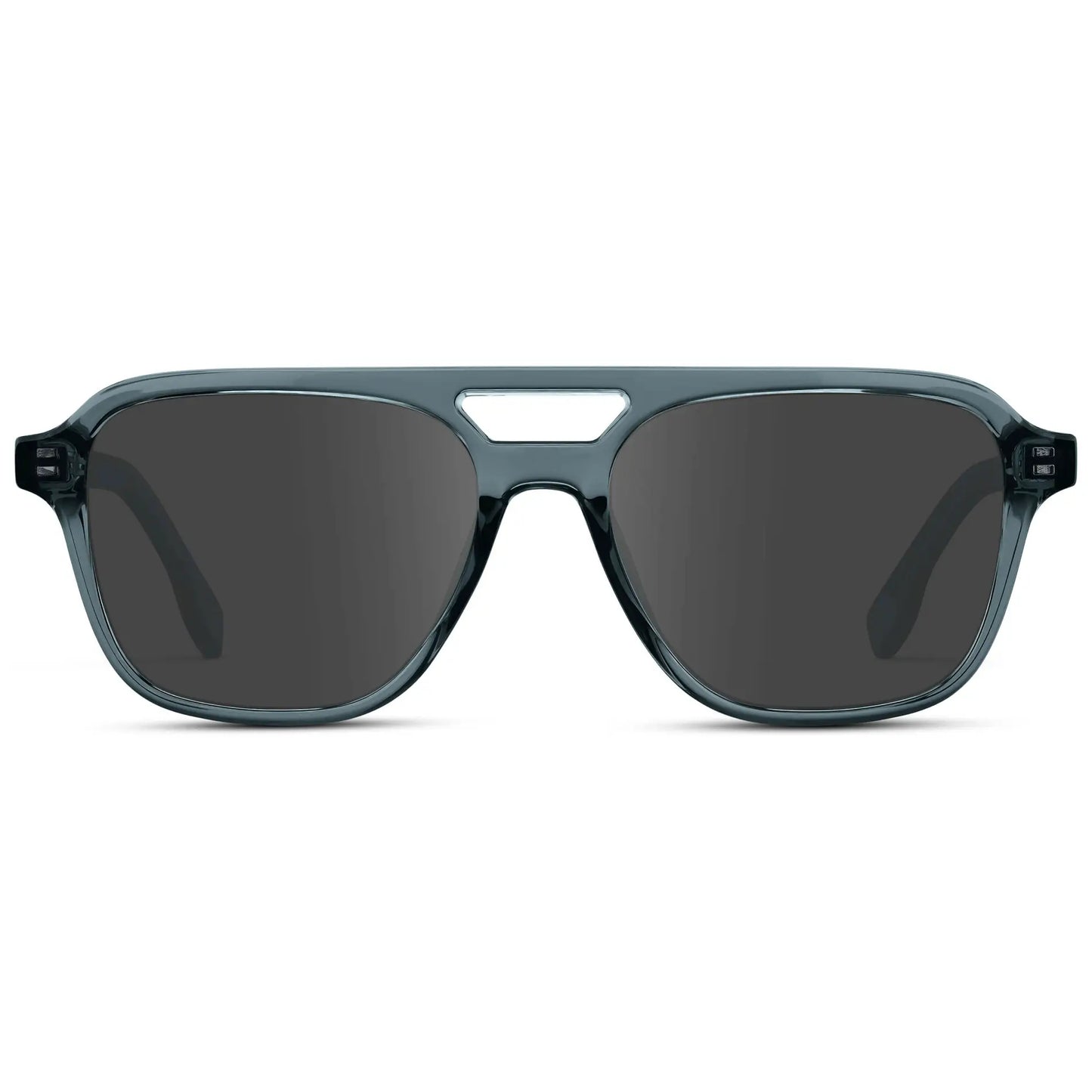Crystal Stone Blue / Grey || Men's Double Bridge Aviator Prescription Sunglasses with Crystal Blue Acetate Frame and Grey Prescription Lens