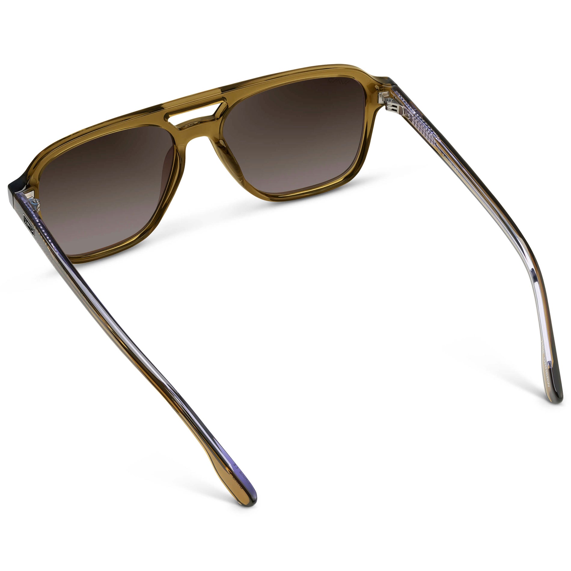 Crystal Verde / Brown Gradient Lens || Men's Double Bridge Aviator Sunglasses with Crystal Verde Acetate Frame and Brown Gradient Polarized Lens