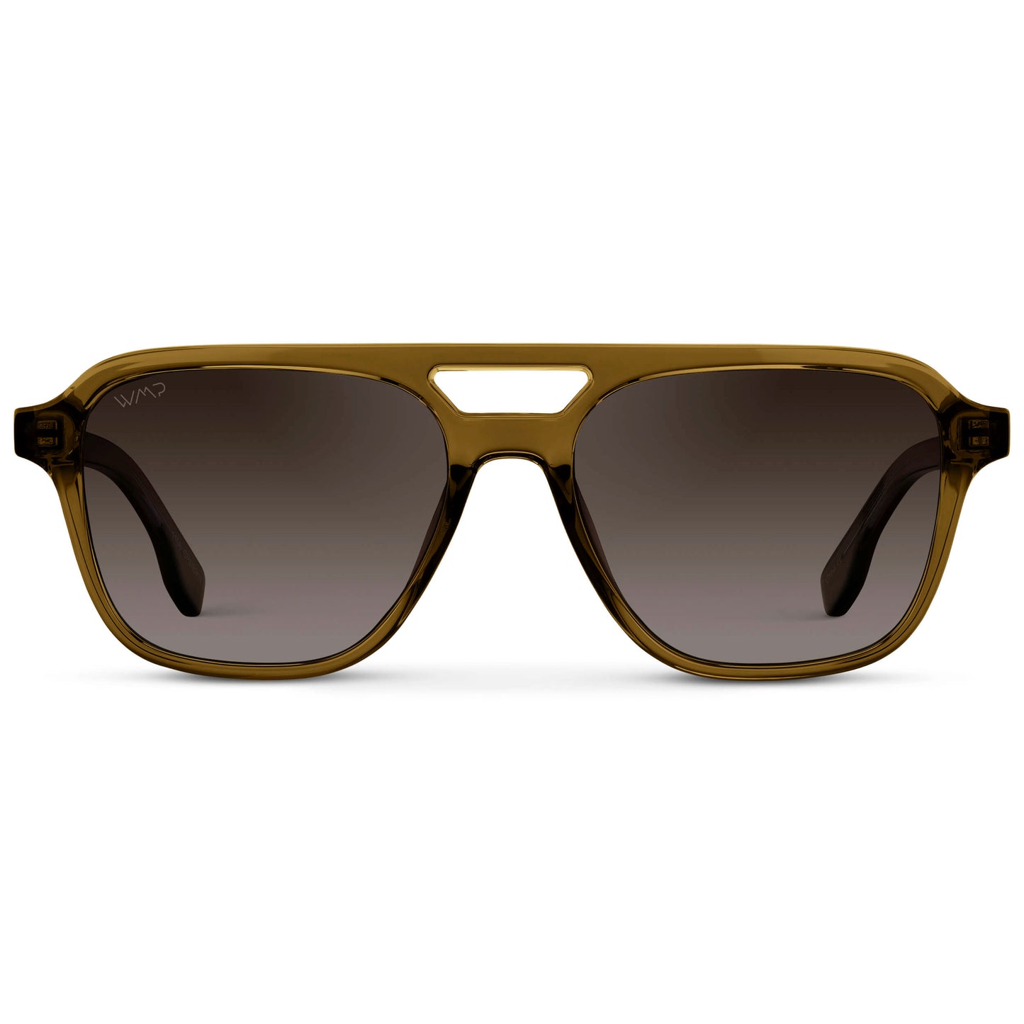 Crystal Verde / Brown Gradient Lens || Men's Double Bridge Aviator Sunglasses with Crystal Verde Acetate Frame and Brown Gradient Polarized Lens