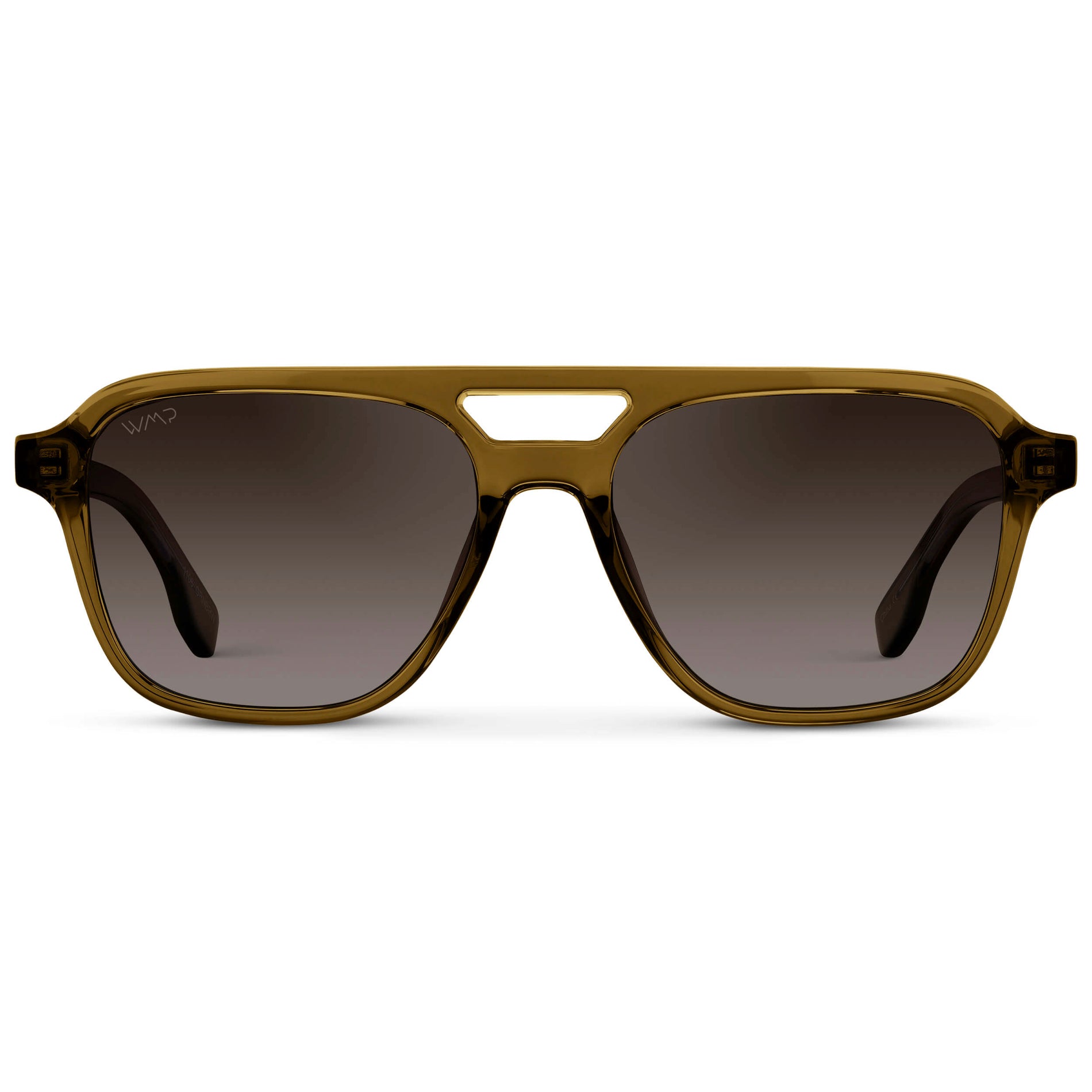 Crystal Verde / Brown Gradient Lens || Men's Double Bridge Aviator Sunglasses with Crystal Verde Acetate Frame and Brown Gradient Polarized Lens