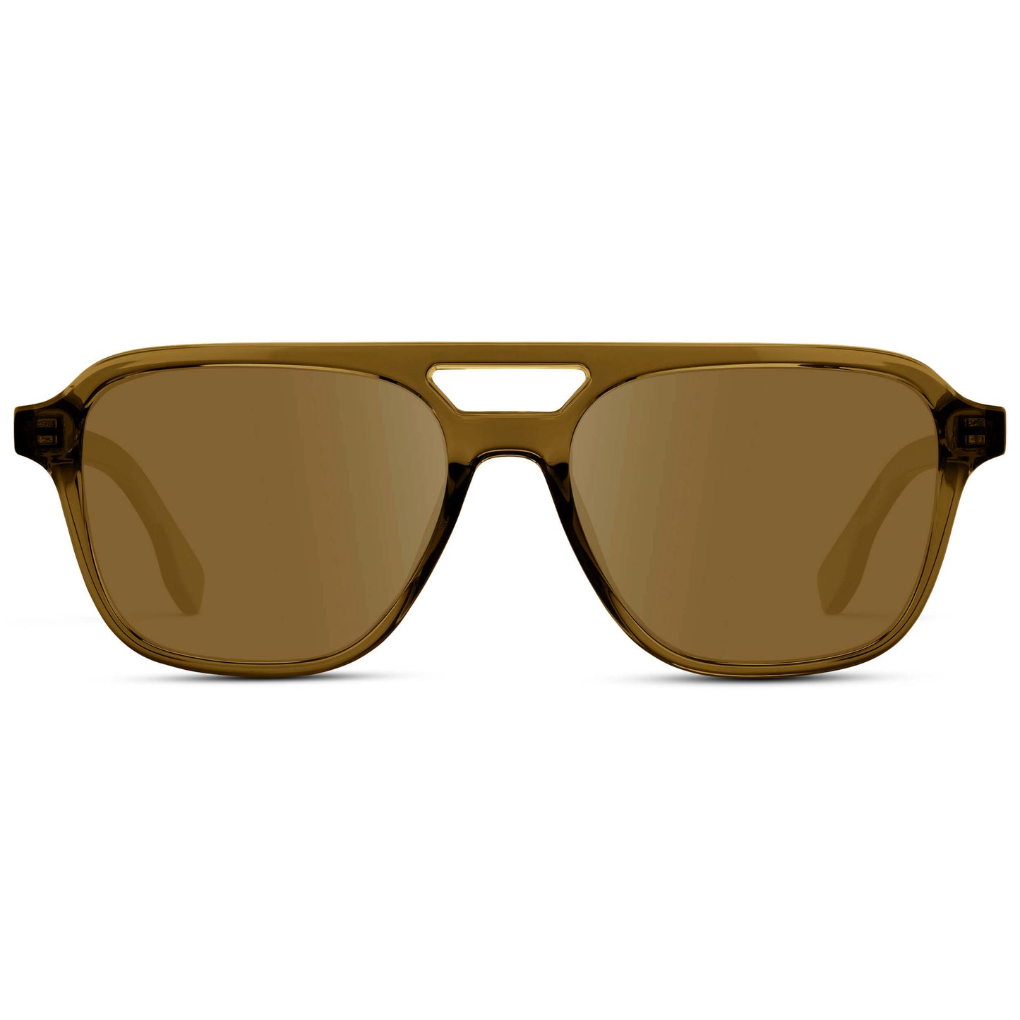 Crystal Verde / Amber || Men's Double Bridge Aviator Prescription Sunglasses with Crystal Verde Acetate Frame and Amber Prescription Lens