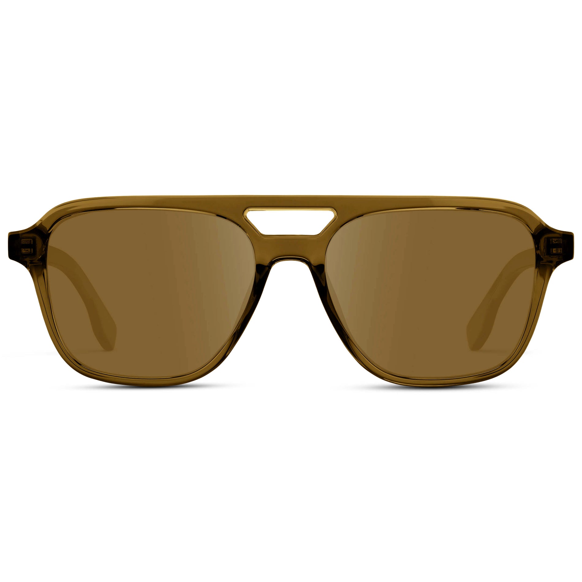 Crystal Verde / Amber || Men's Double Bridge Aviator Prescription Sunglasses with Crystal Verde Acetate Frame and Amber Prescription Lens