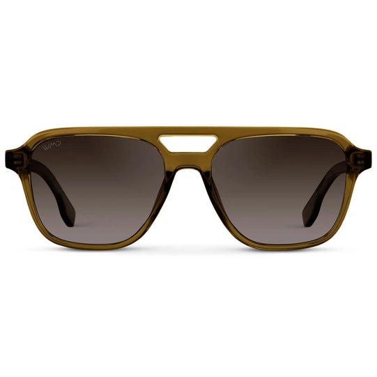 Crystal Verde / Brown Gradient Lens || Men's Double Bridge Aviator Sunglasses with Crystal Verde Acetate Frame and Brown Gradient Polarized Lens