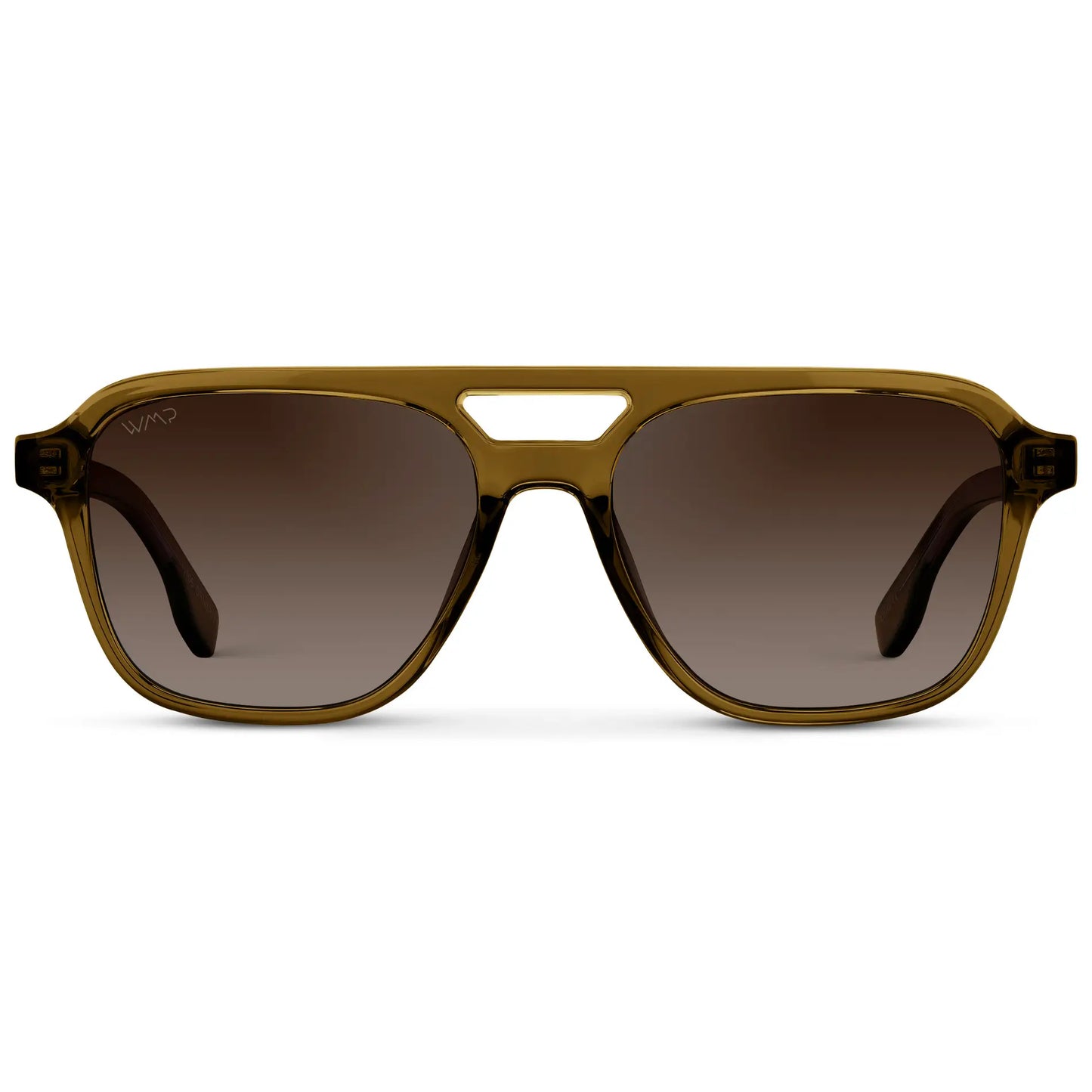 Crystal Verde / Brown Gradient Lens || Men's Double Bridge Aviator Sunglasses with Crystal Verde Acetate Frame and Brown Gradient Polarized Lens