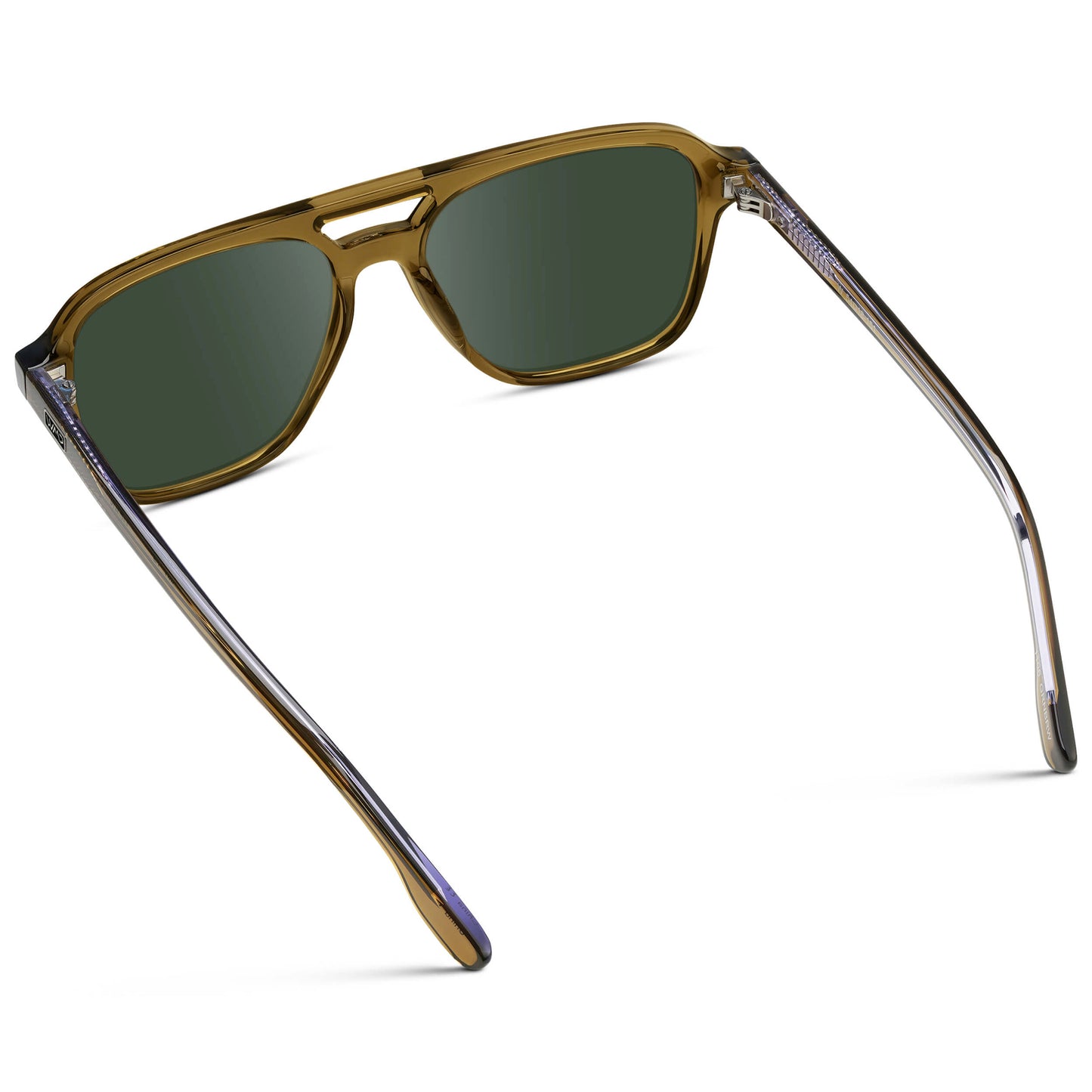 Crystal Verde / G15 || Men's Double Bridge Aviator Prescription Sunglasses with Crystal Verde Acetate Frame and Green Prescription Lens