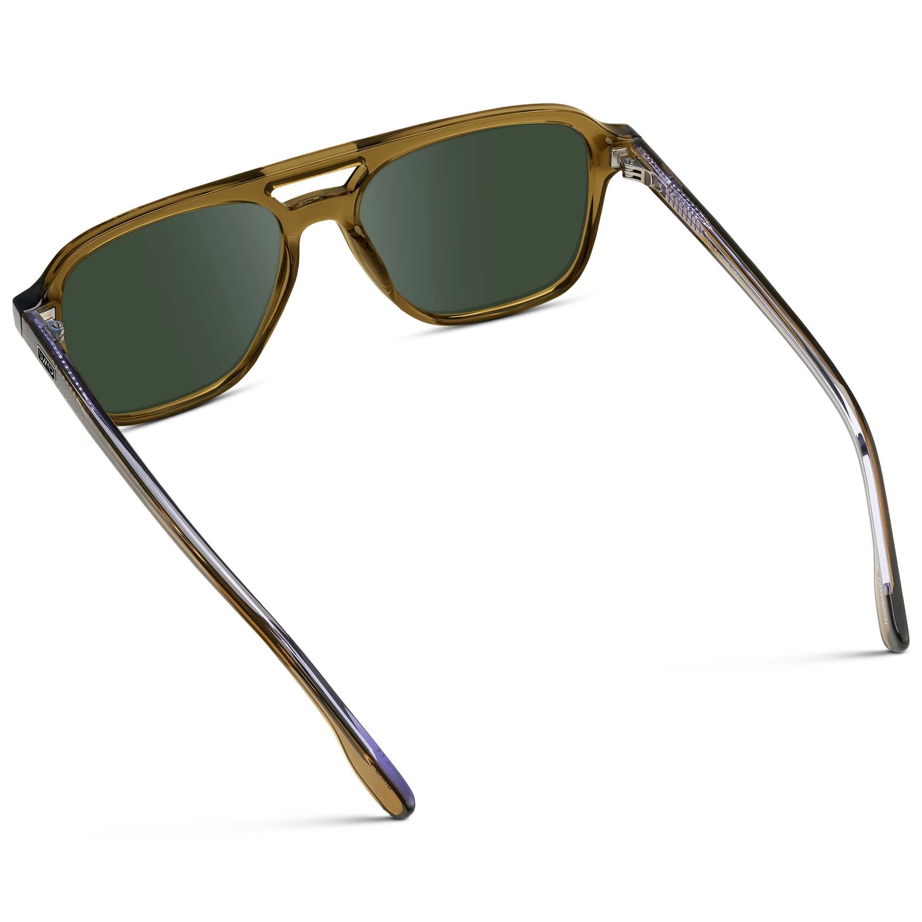 Crystal Verde / G15 || Men's Double Bridge Aviator Prescription Sunglasses with Crystal Verde Acetate Frame and Green Prescription Lens