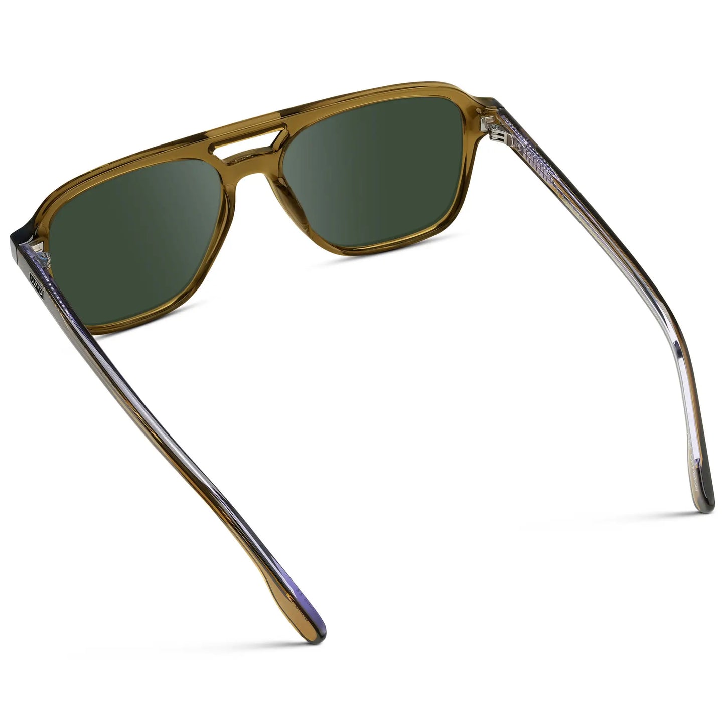 Crystal Verde / G15 || Men's Double Bridge Aviator Prescription Sunglasses with Crystal Verde Acetate Frame and Green Prescription Lens