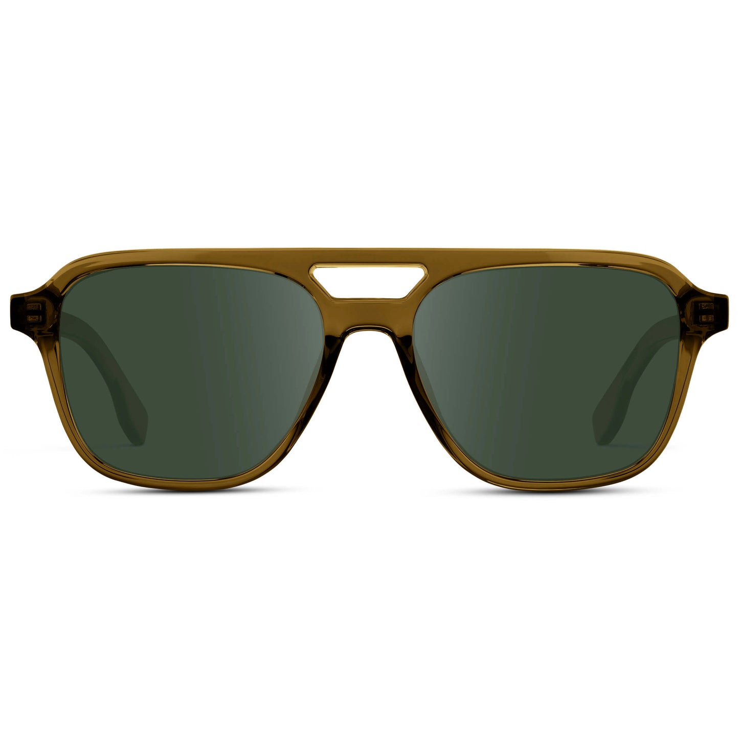 Crystal Verde / G15 || Men's Double Bridge Aviator Prescription Sunglasses with Crystal Verde Acetate Frame and Green Prescription Lens