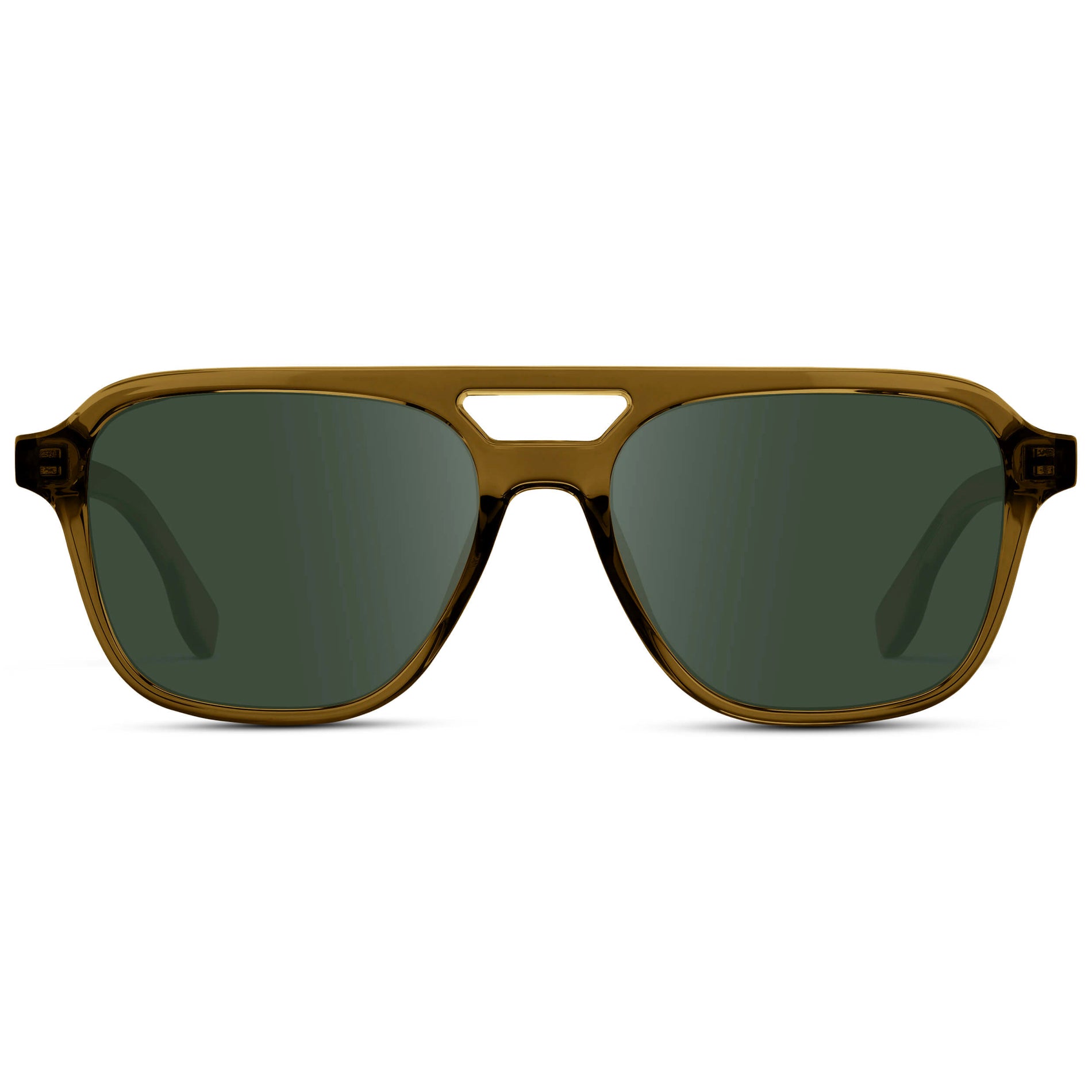 Crystal Verde / G15 || Men's Double Bridge Aviator Prescription Sunglasses with Crystal Verde Acetate Frame and Green Prescription Lens