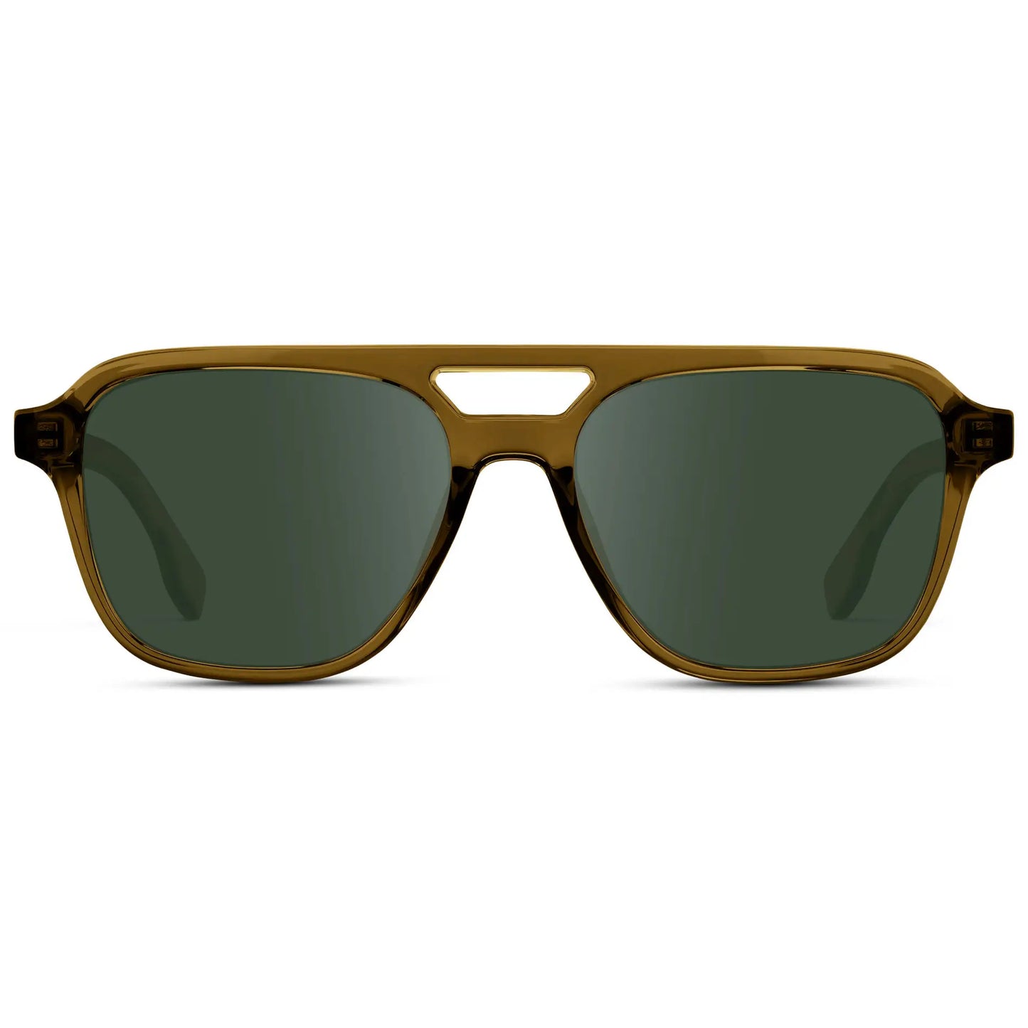 Crystal Verde / G15 || Men's Double Bridge Aviator Prescription Sunglasses with Crystal Verde Acetate Frame and Green Prescription Lens