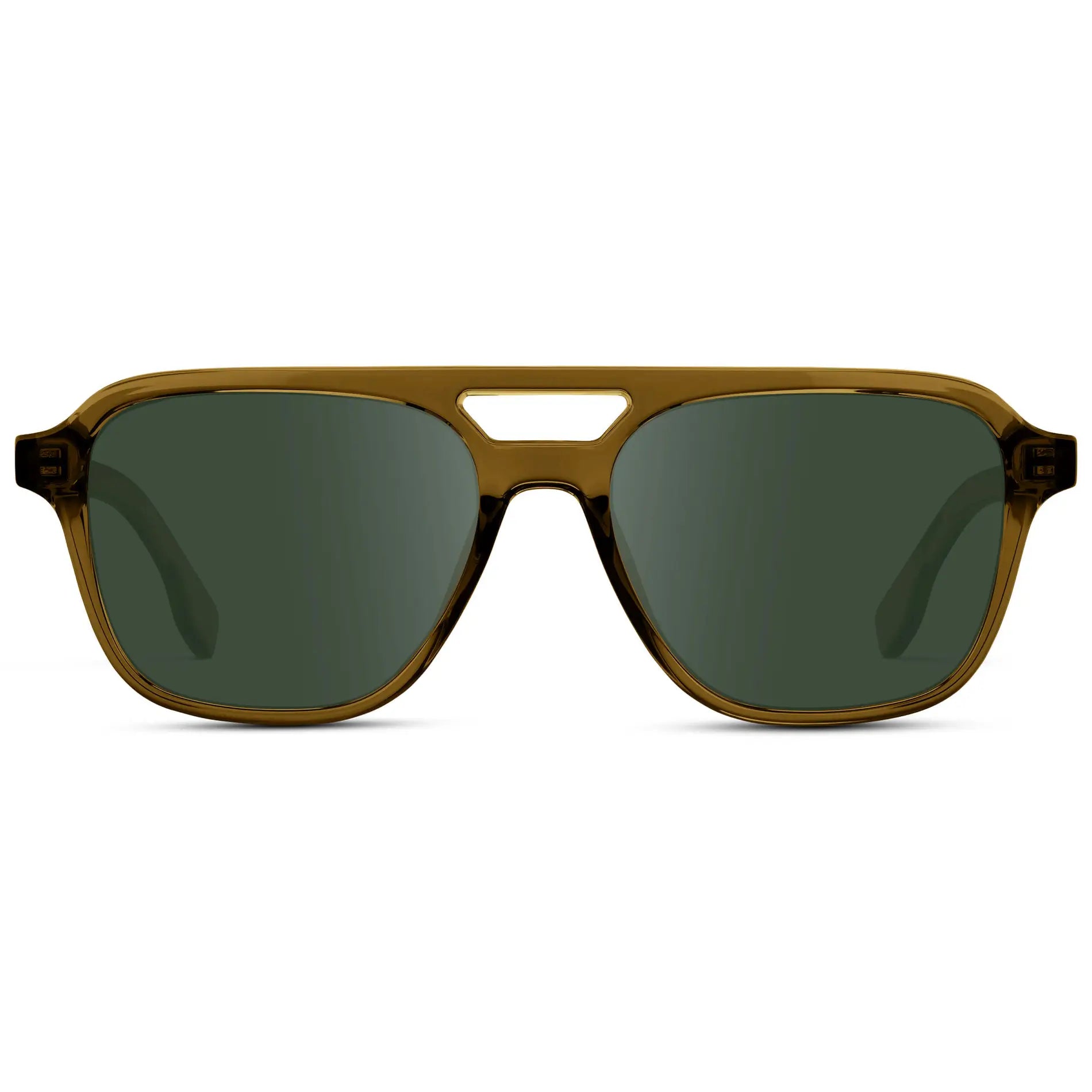Crystal Verde / G15 || Men's Double Bridge Aviator Prescription Sunglasses with Crystal Verde Acetate Frame and Green Prescription Lens